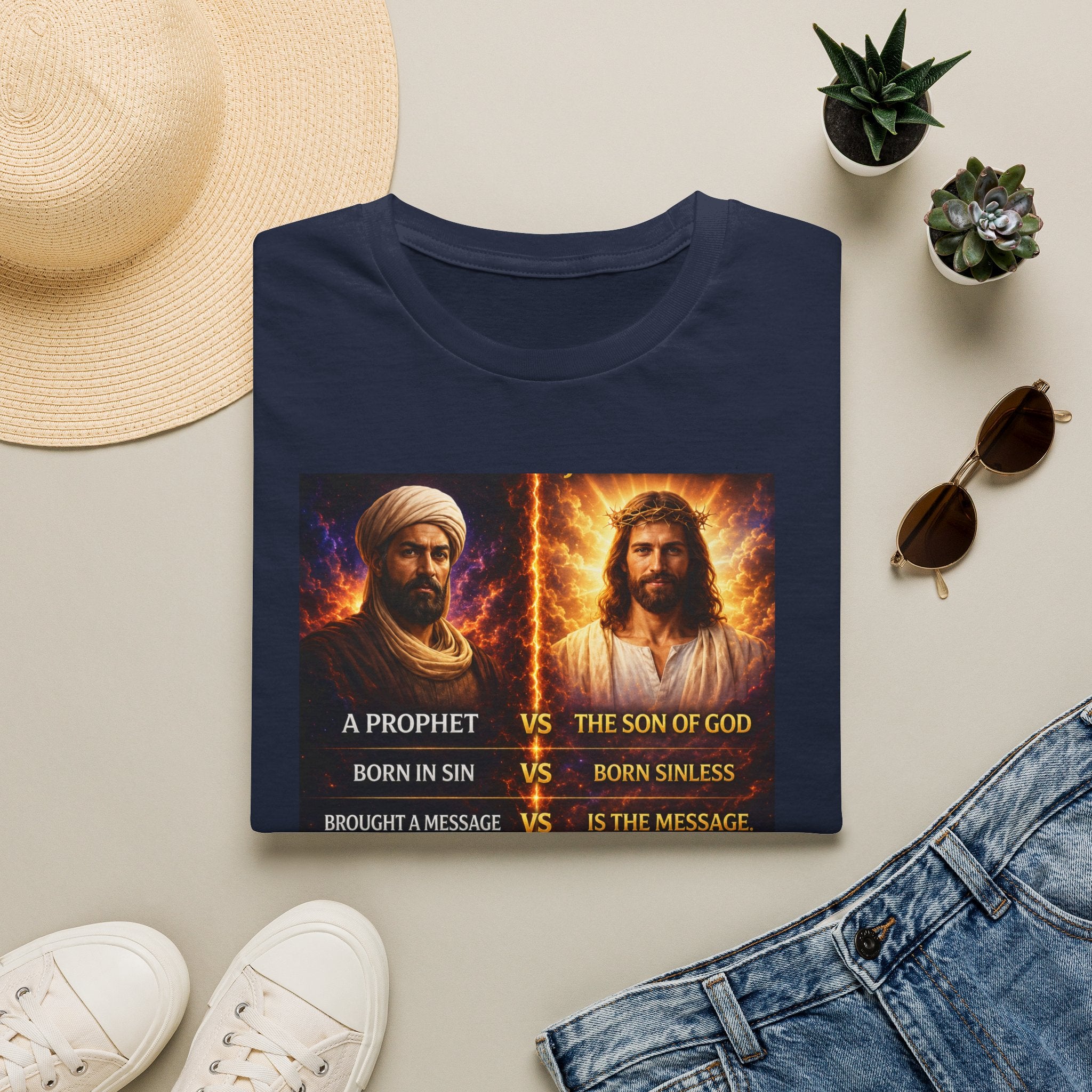 Religious Comparison Graphic Tee — 'A Prophet vs The Son of God'