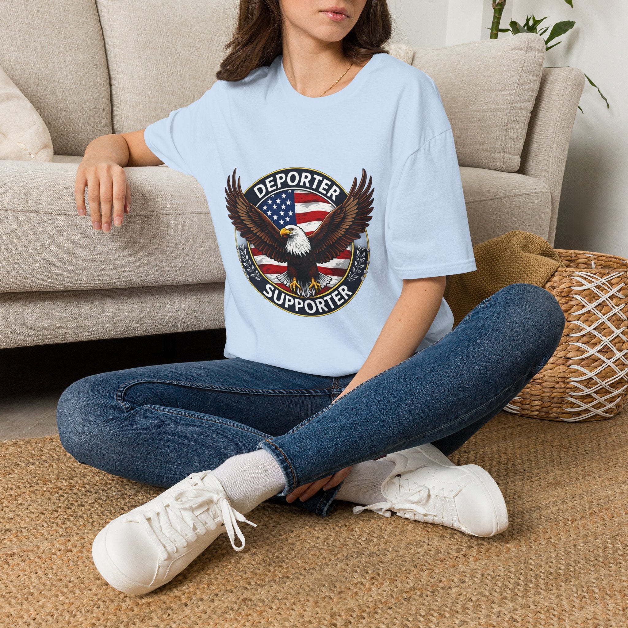 Deporter Supporter T-Shirt — Patriotic Eagle American Flag Tee