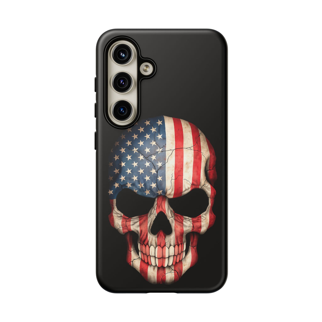 American Flag Skull Phone Case - Patriotic Tough Protective Cover