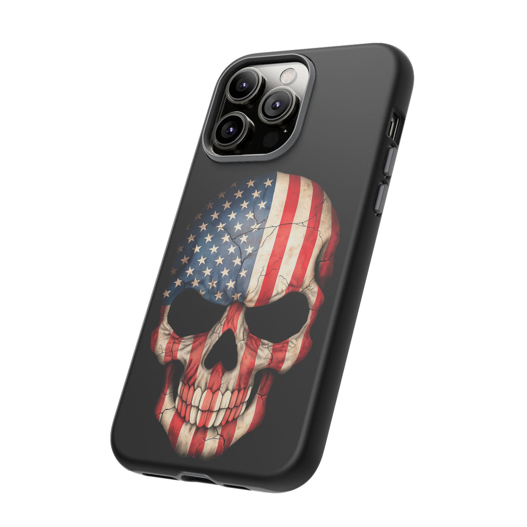 American Flag Skull Phone Case - Patriotic Tough Protective Cover