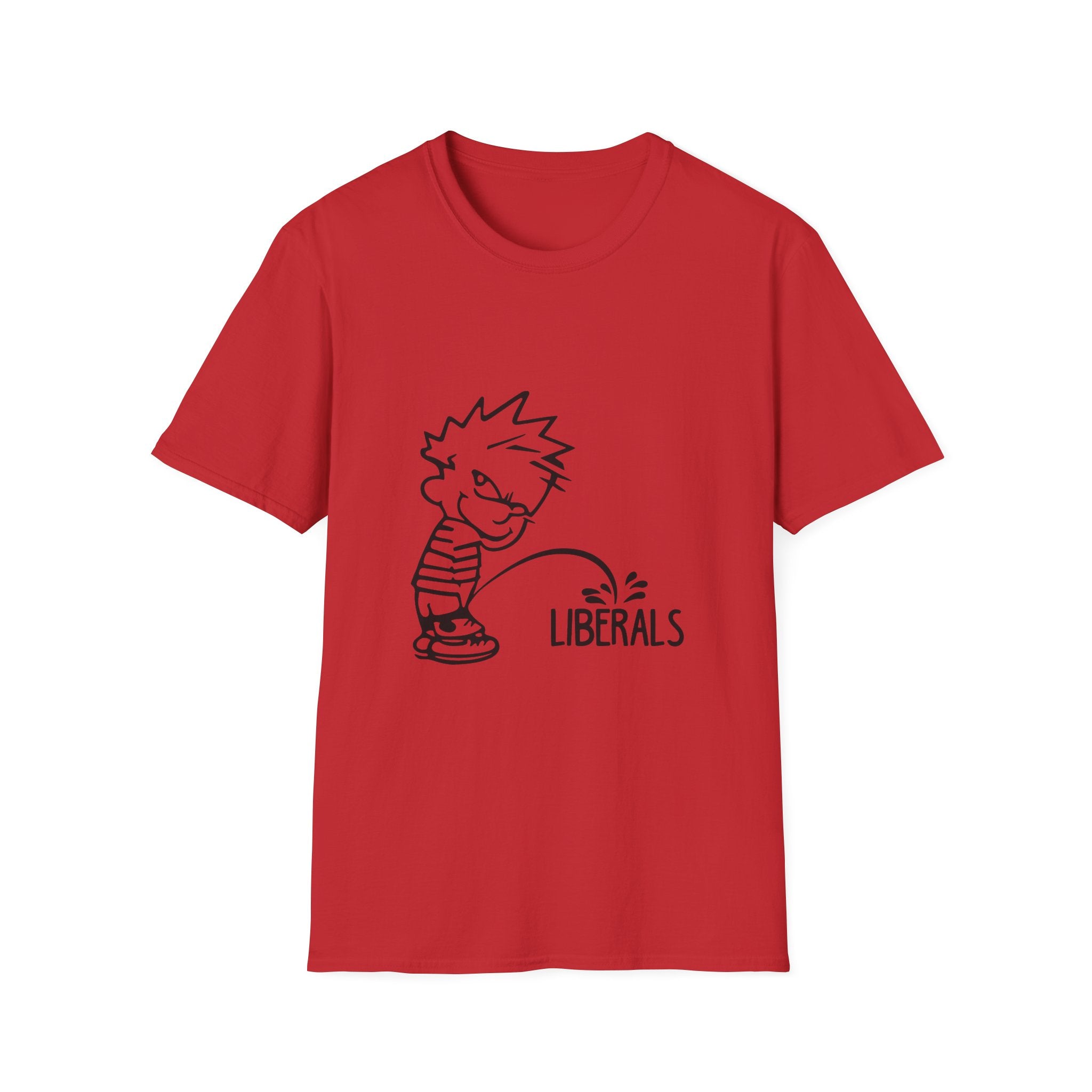 Political Humor T-Shirt — Cartoon Boy ‘Peeing on Liberals’ Graphic