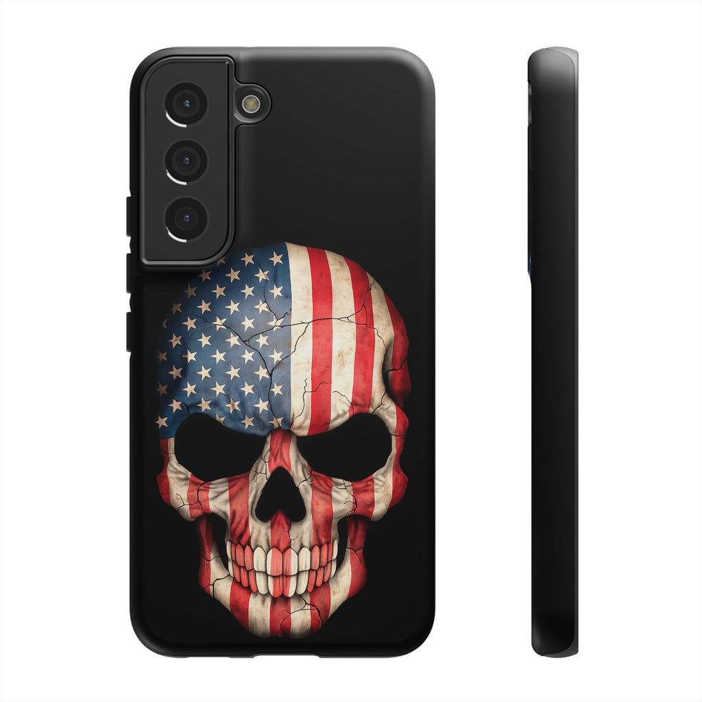 American Flag Skull Phone Case - Patriotic Tough Protective Cover
