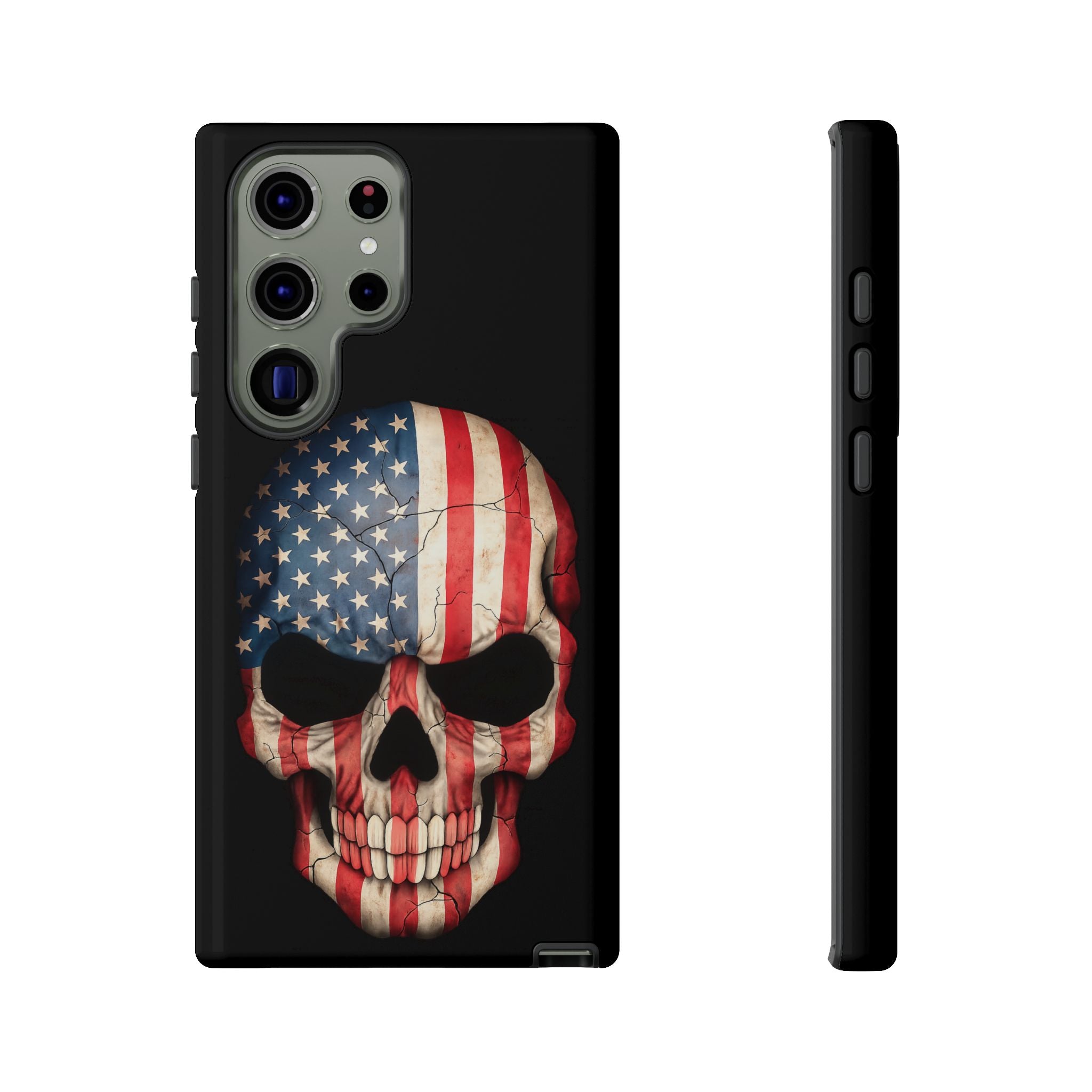 American Flag Skull Phone Case - Patriotic Tough Protective Cover