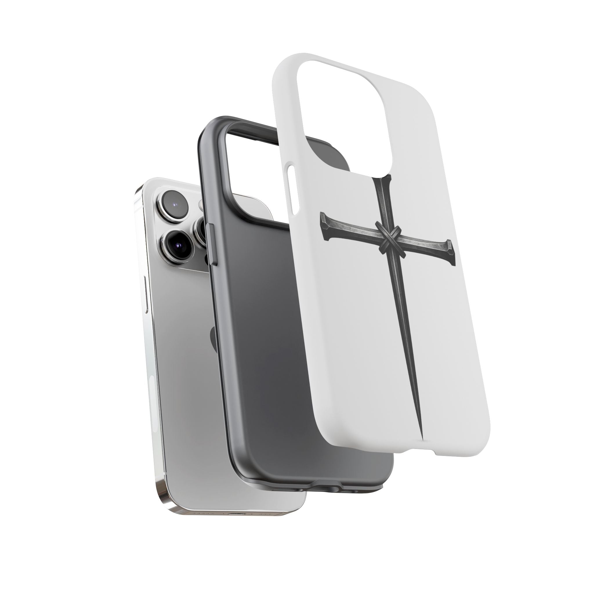 Nail Cross Tough Phone Case – Minimal Gothic Christian Armor for Samsung & iPhone