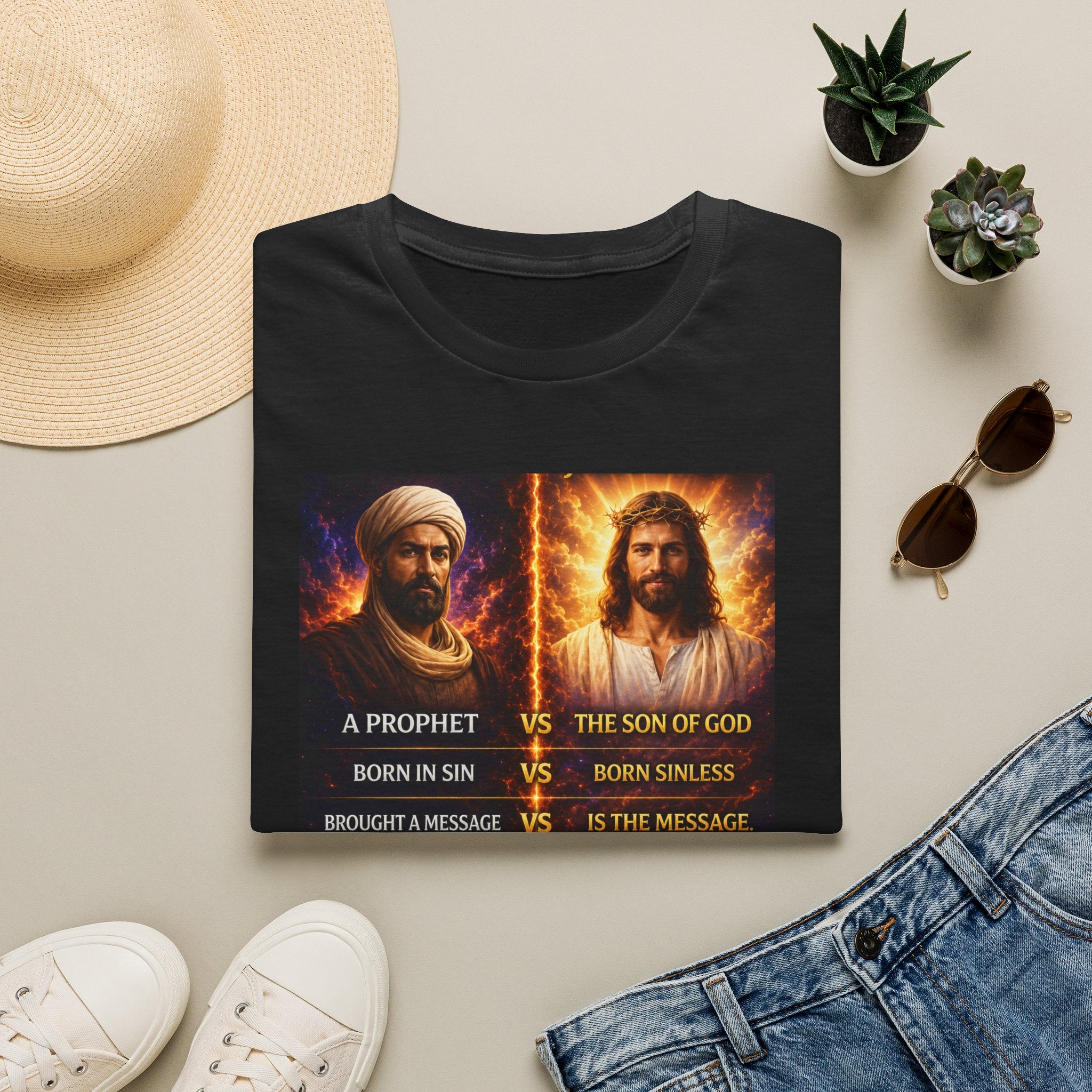 Religious Comparison Graphic Tee — 'A Prophet vs The Son of God'