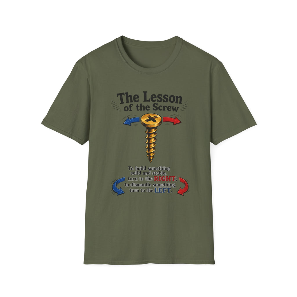 T-Shirt — “The Lesson of the Screw” Funny Instructional Graphic Tee