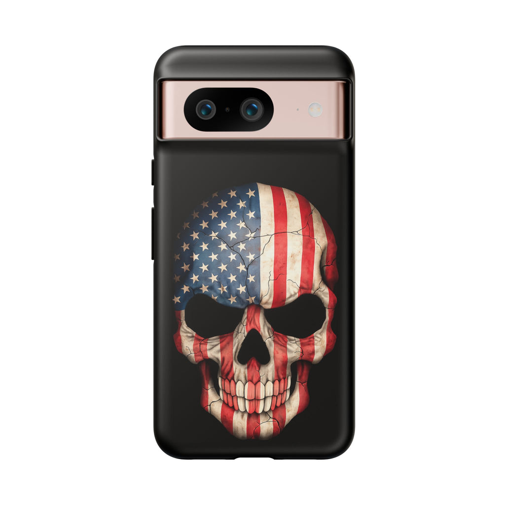 American Flag Skull Phone Case - Patriotic Tough Protective Cover