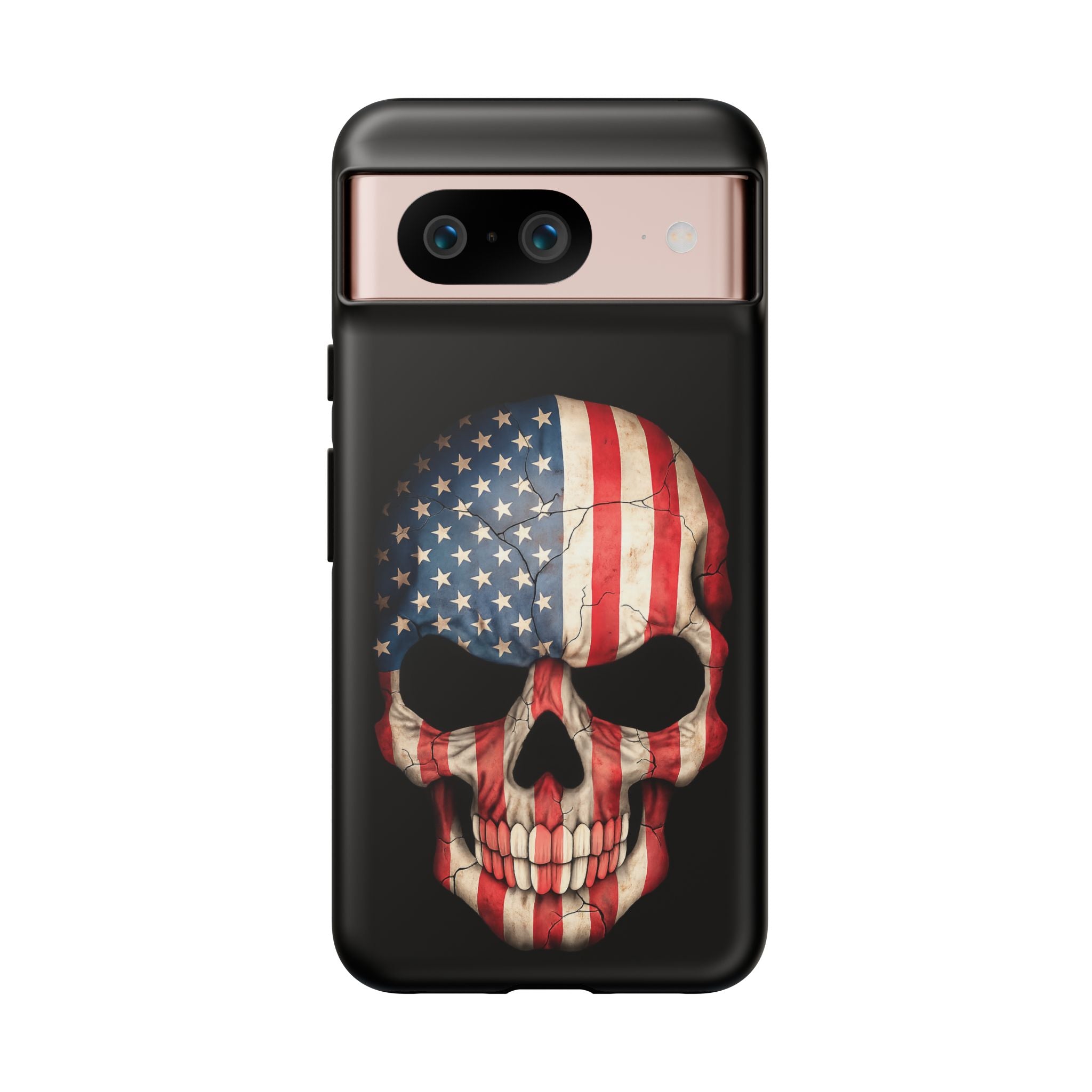 American Flag Skull Phone Case - Patriotic Tough Protective Cover