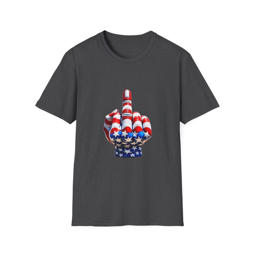 Middle Finger USA Flag T‑Shirt — Patriotic Offensive Graphic Tee