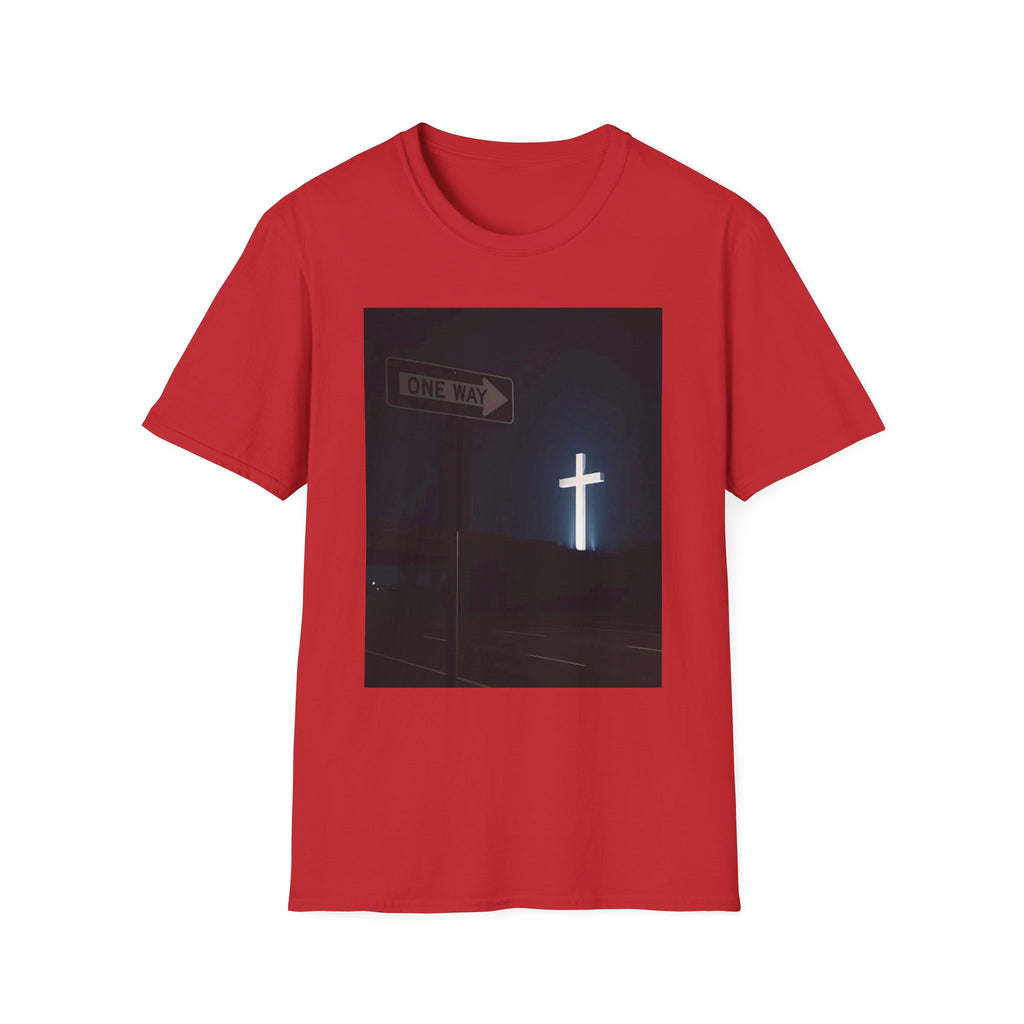 Christian Cross T-Shirt - One Way Street Sign Faith Tee
