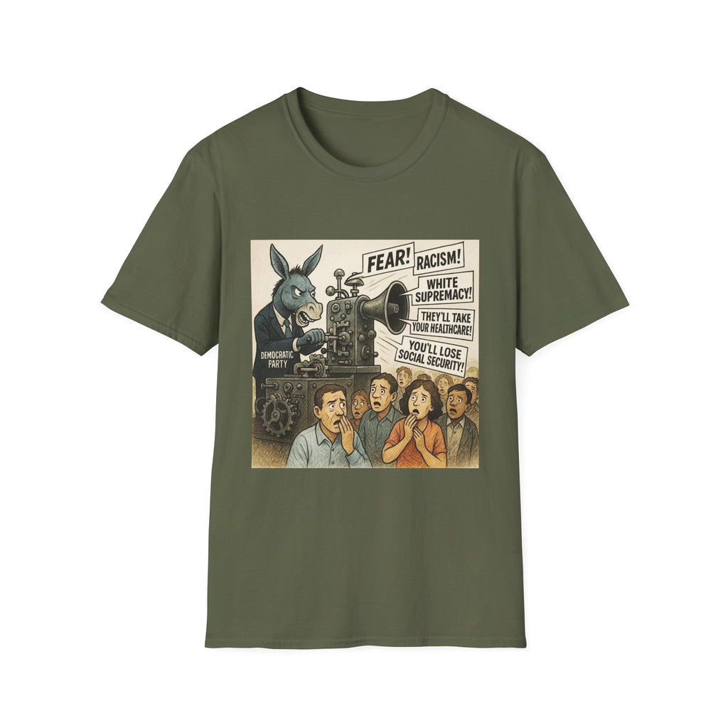 Graphic T-Shirt — Vintage Political Cartoon ‘Fear! Racism! White Supremacy!’