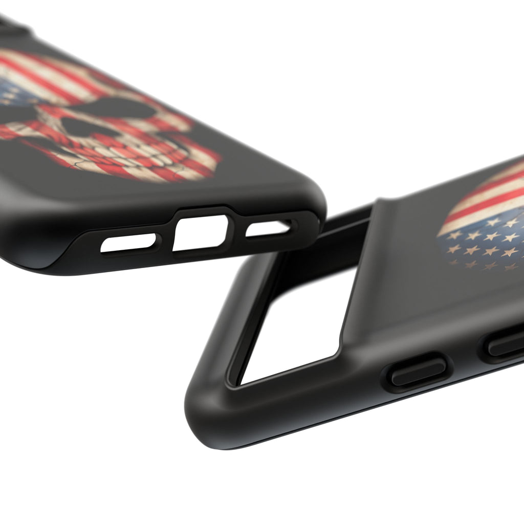 American Flag Skull Phone Case - Patriotic Tough Protective Cover
