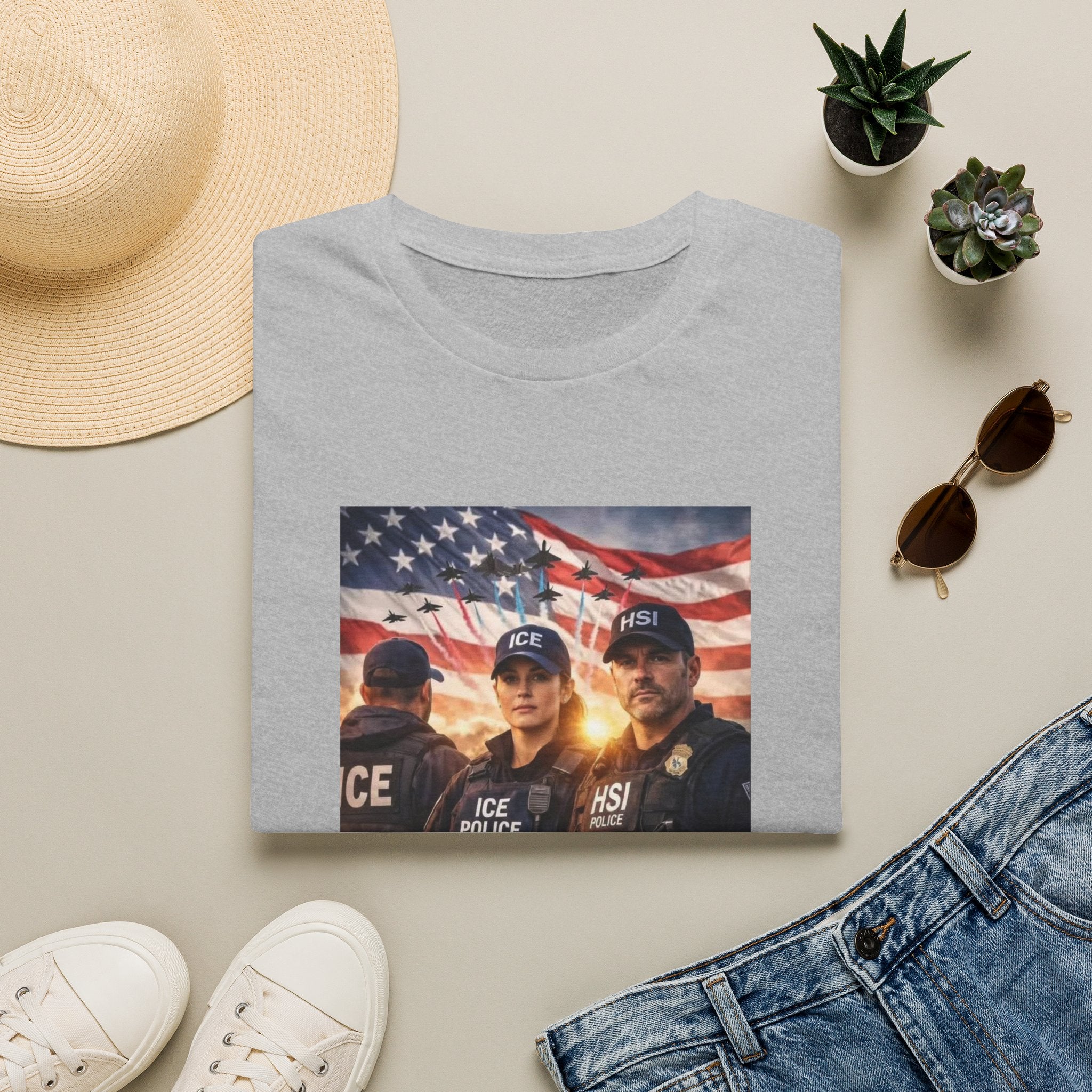 Police Tribute T-Shirt — "Thank You Police" American Flag Design