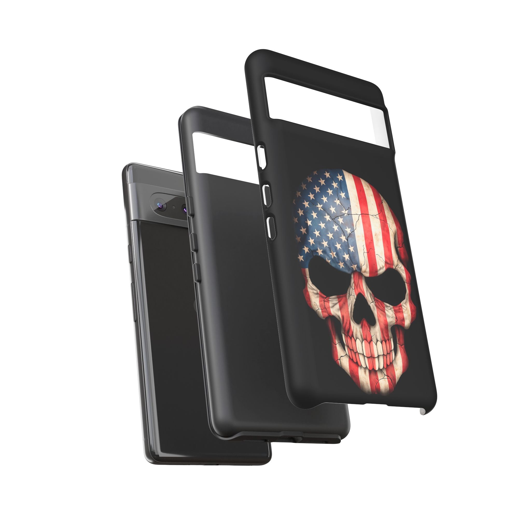 American Flag Skull Phone Case - Patriotic Tough Protective Cover