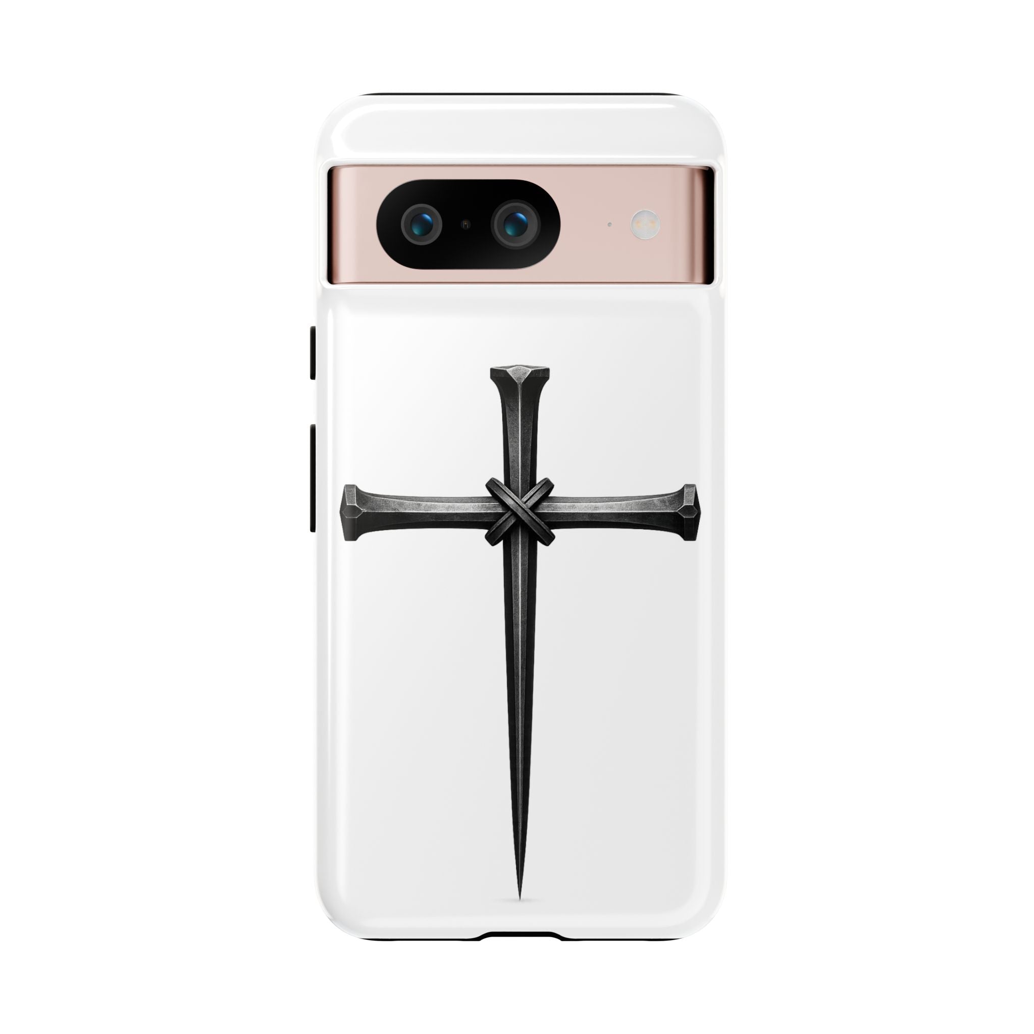 Nail Cross Tough Phone Case – Minimal Gothic Christian Armor for Samsung & iPhone