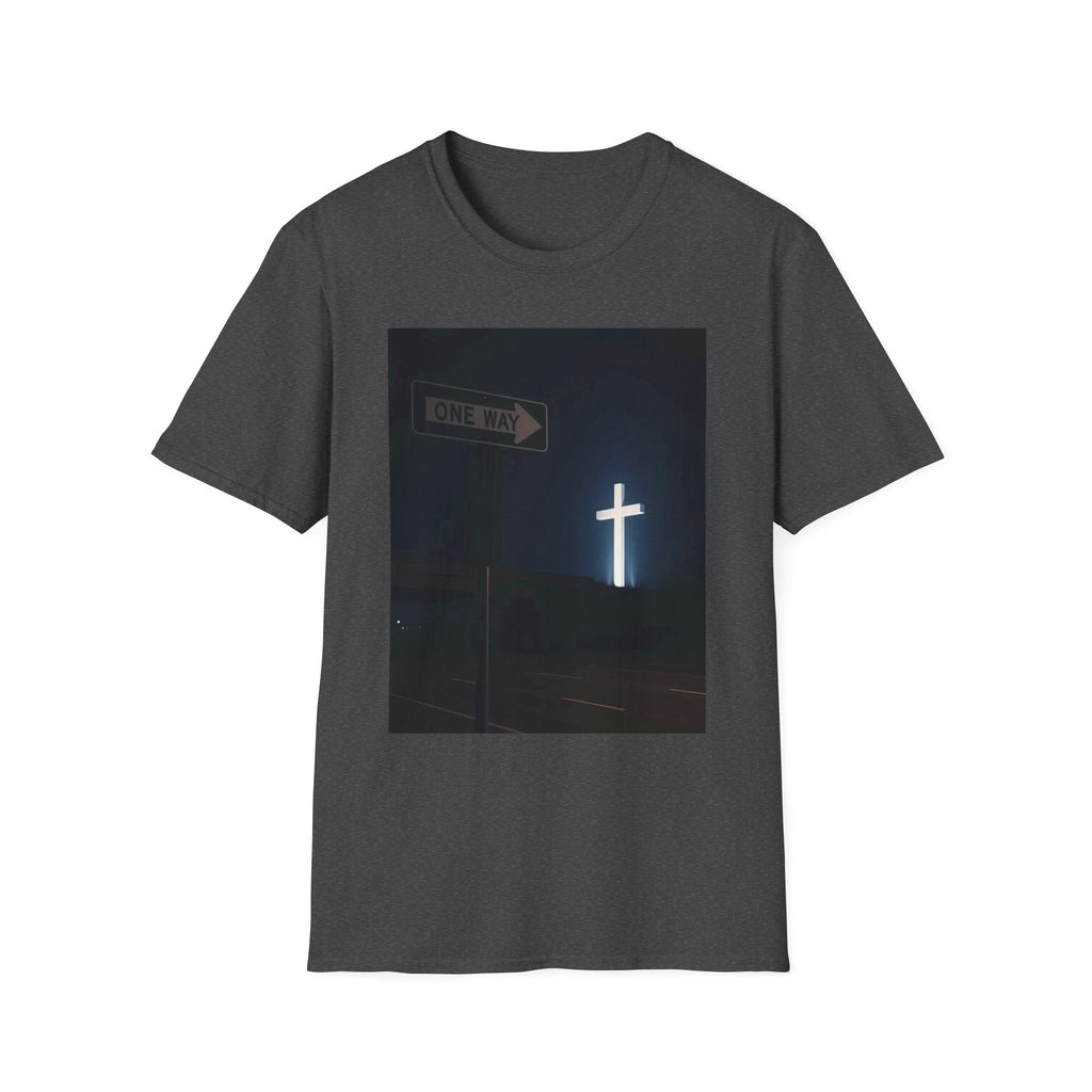 Christian Cross T-Shirt - One Way Street Sign Faith Tee