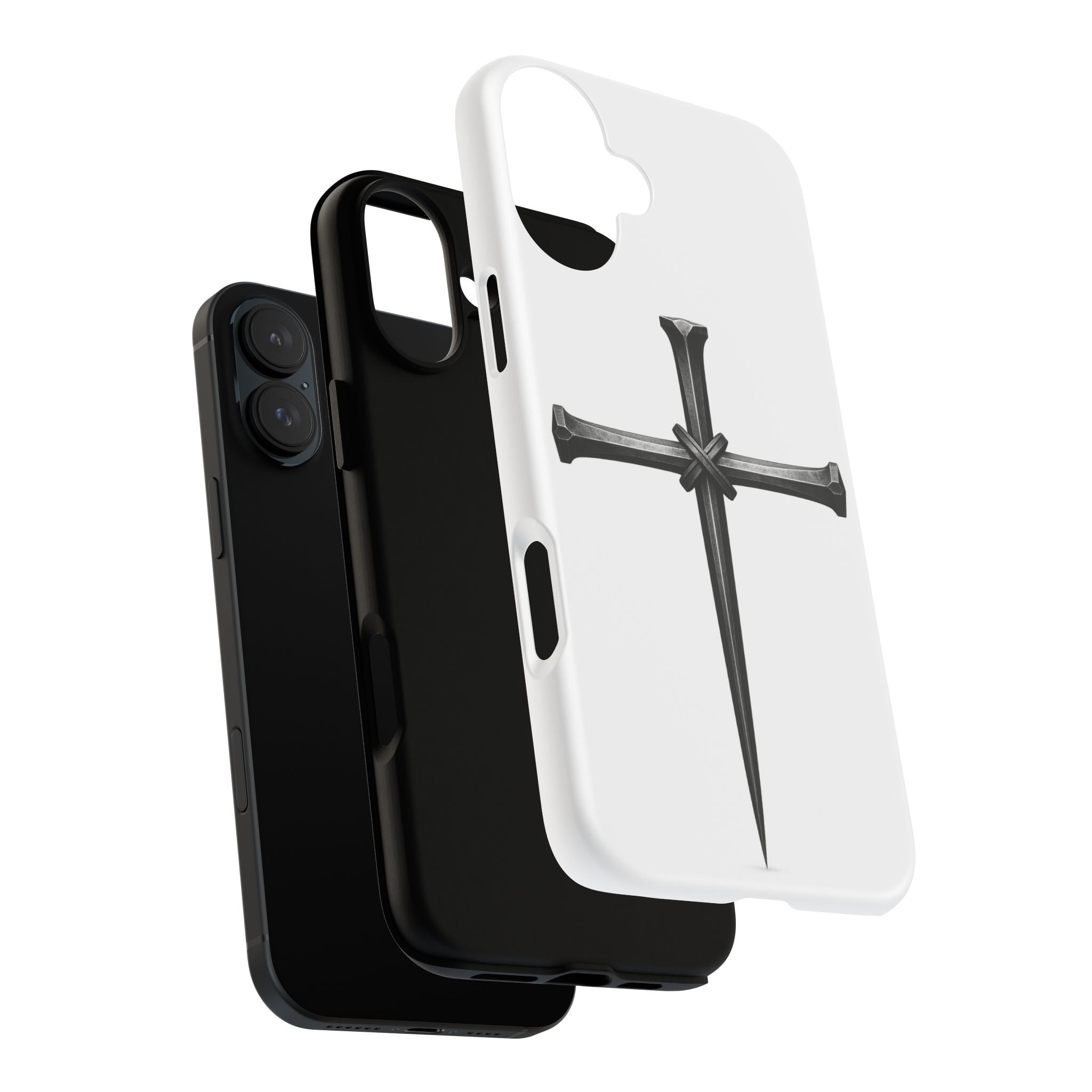 Nail Cross Tough Phone Case – Minimal Gothic Christian Armor for Samsung & iPhone