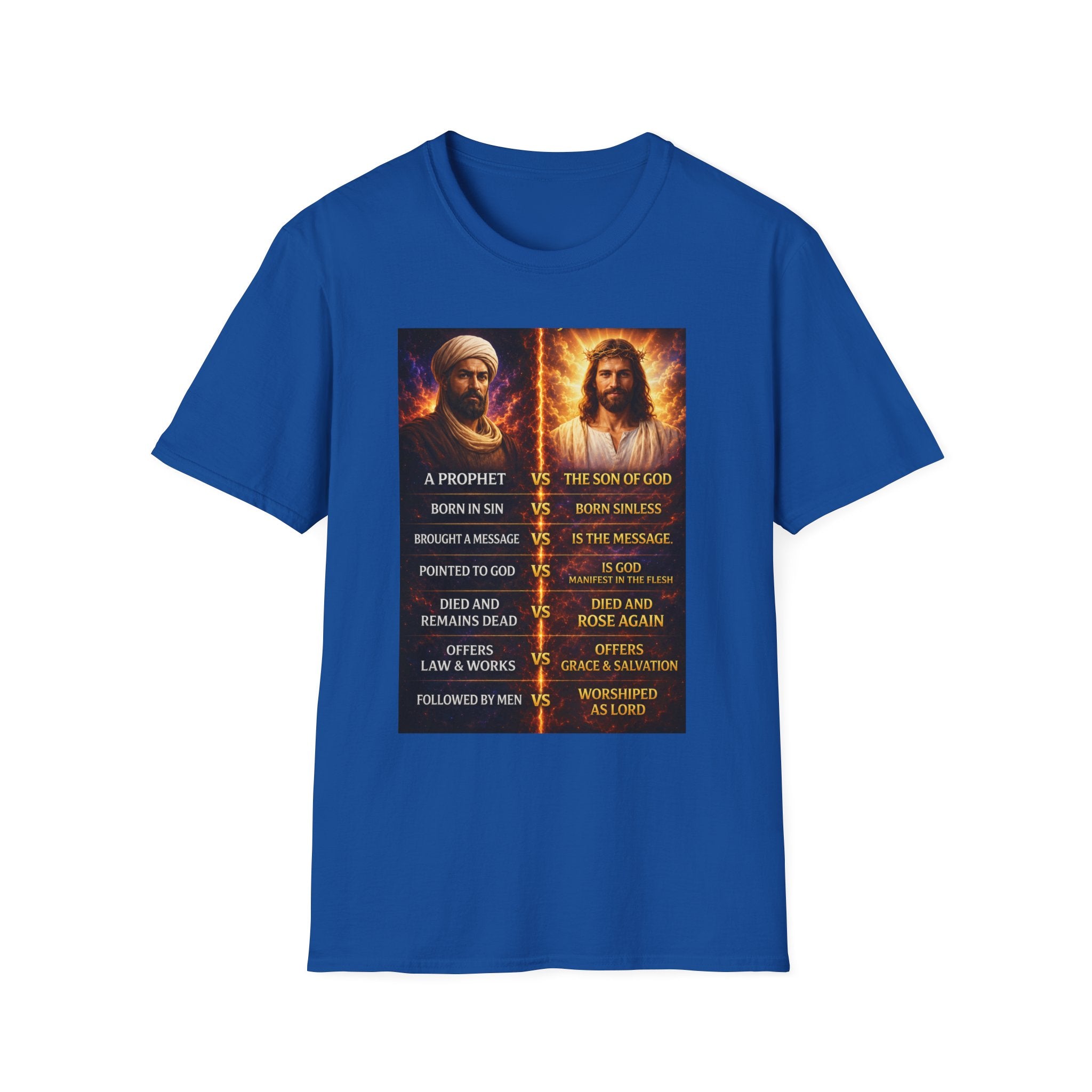 Religious Comparison Graphic Tee — 'A Prophet vs The Son of God'