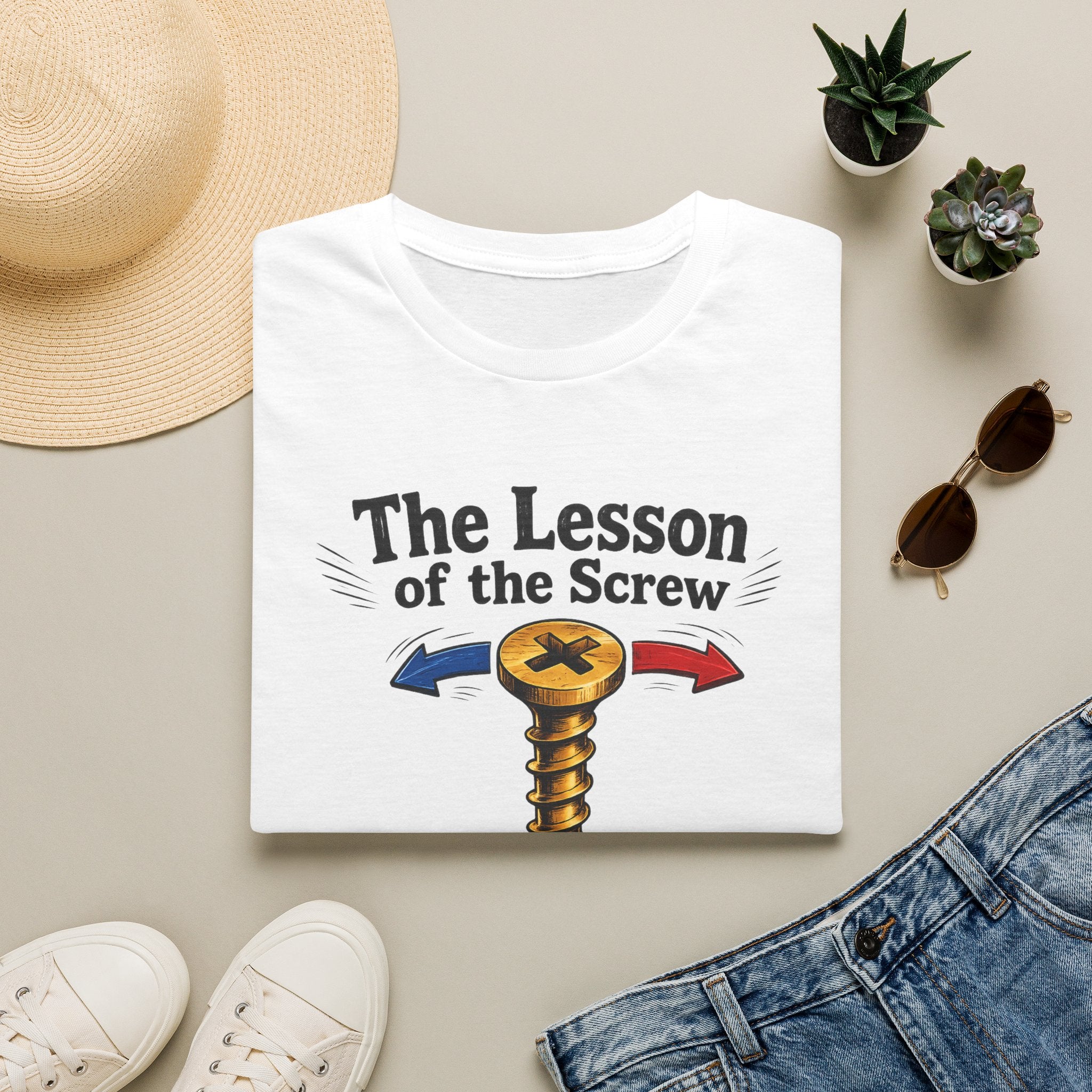 T-Shirt — “The Lesson of the Screw” Funny Instructional Graphic Tee