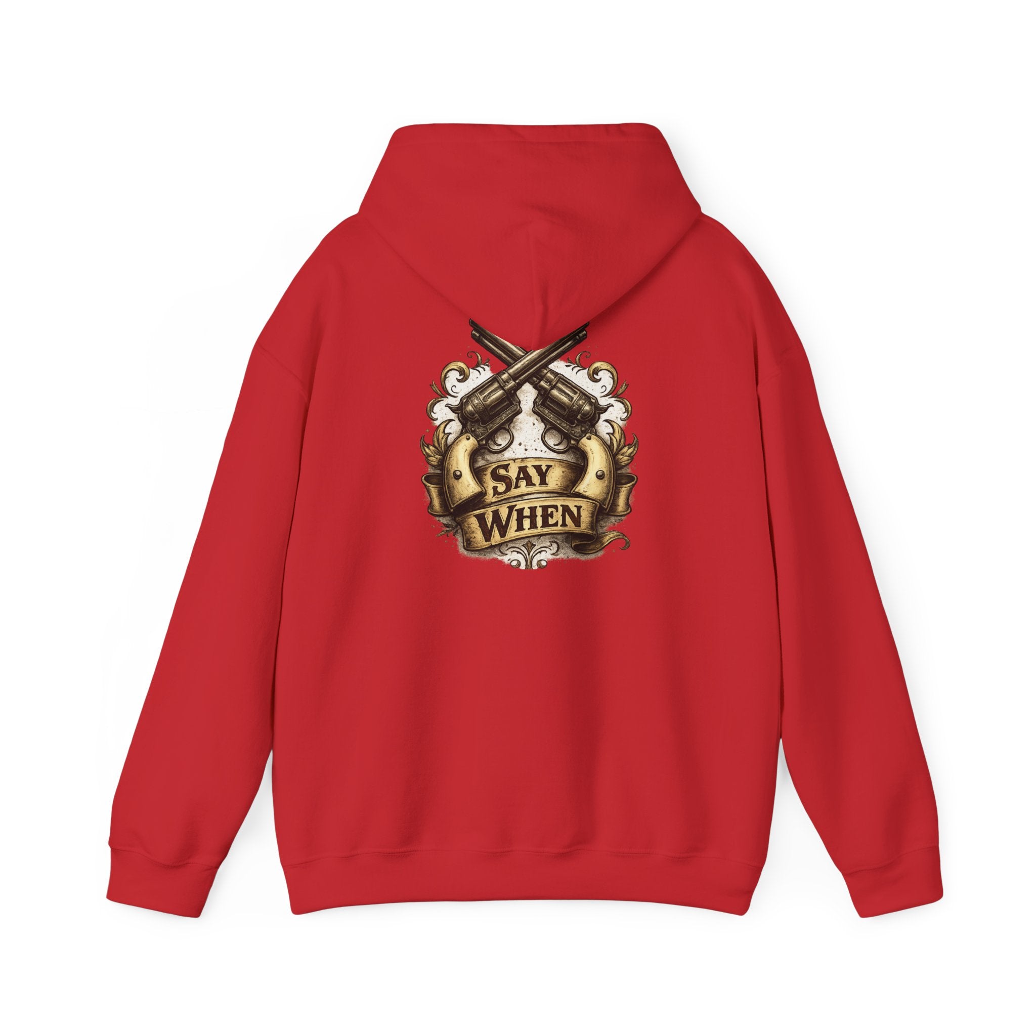 Western Outlaw Hoodie — "Say When" Vintage Gunslinger Pullover
