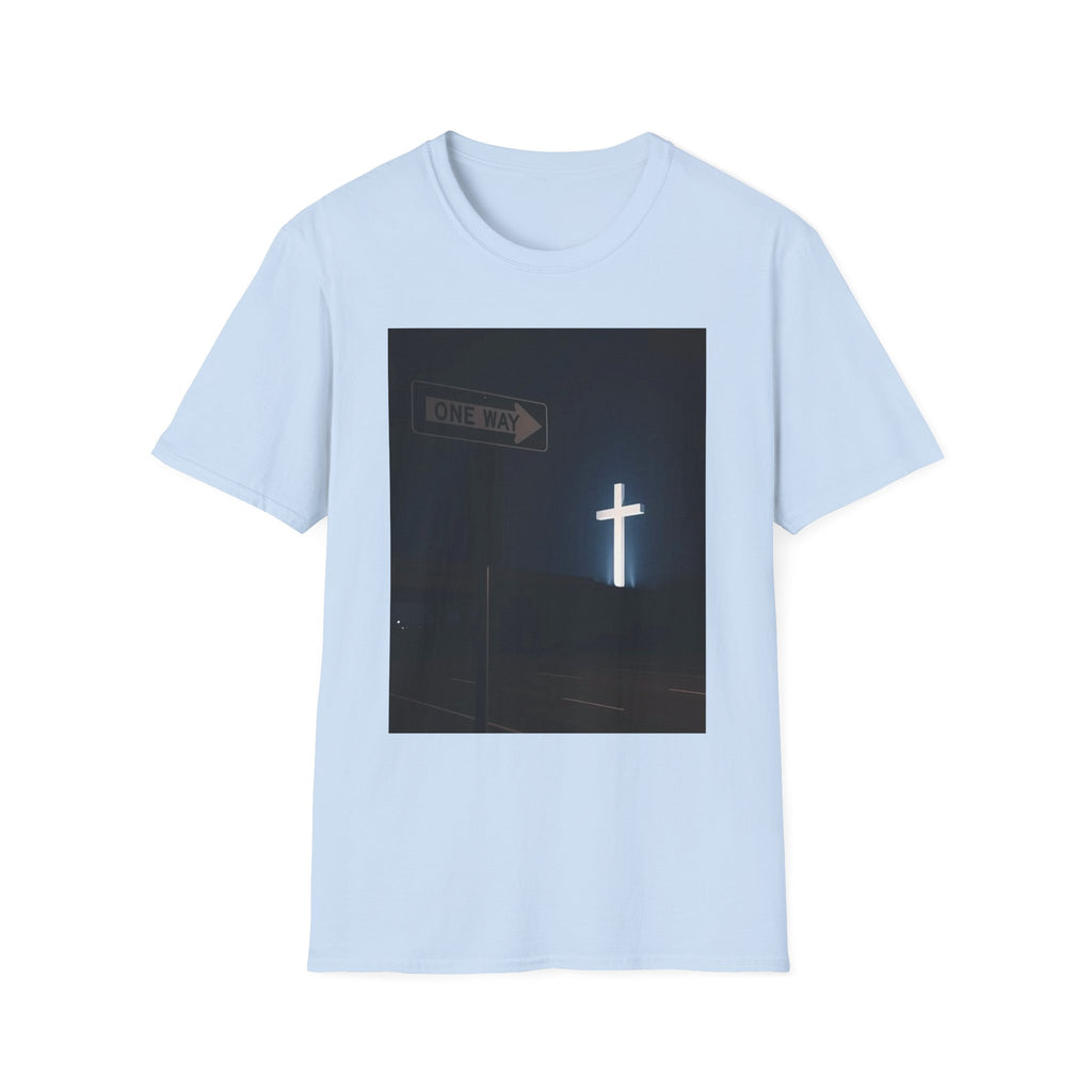 Christian Cross T-Shirt - One Way Street Sign Faith Tee