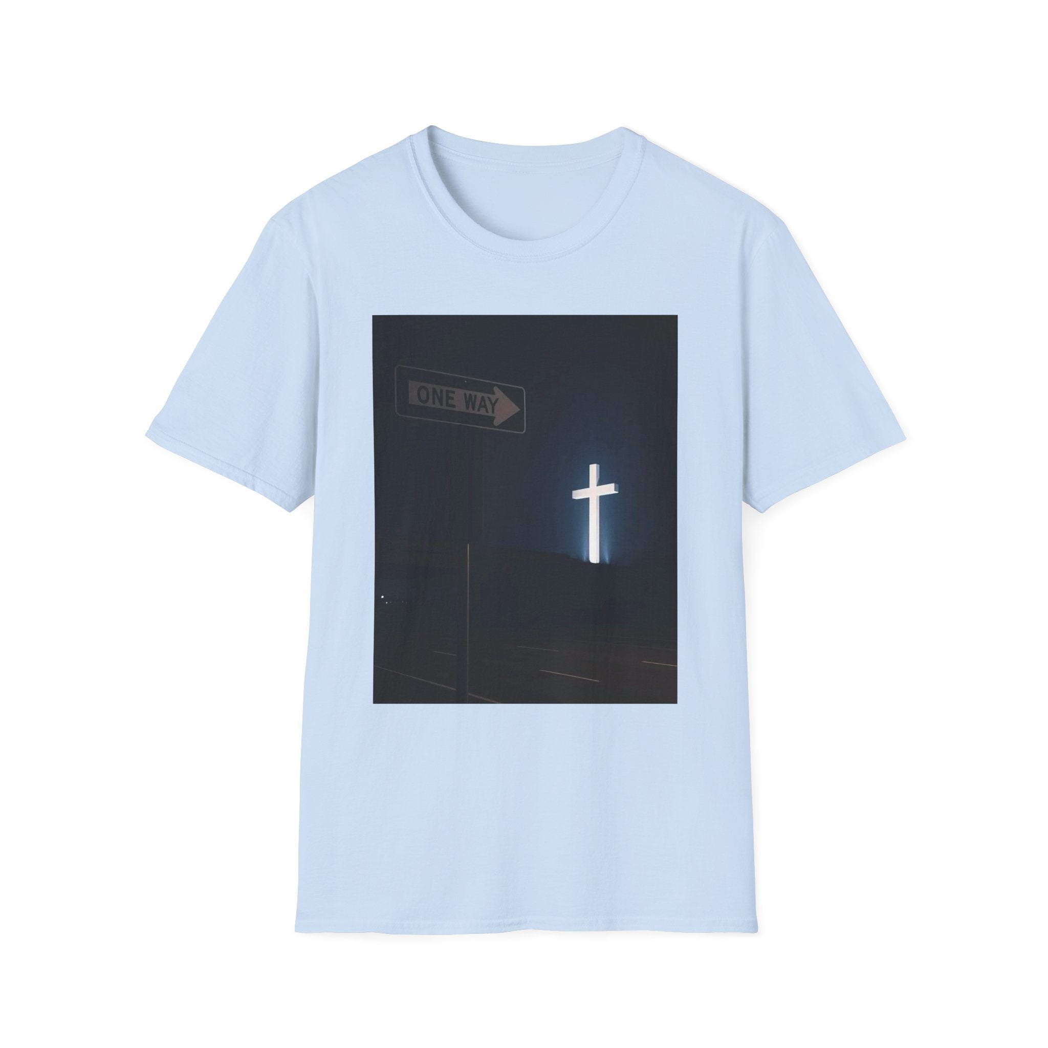 Christian Cross T-Shirt - One Way Street Sign Faith Tee
