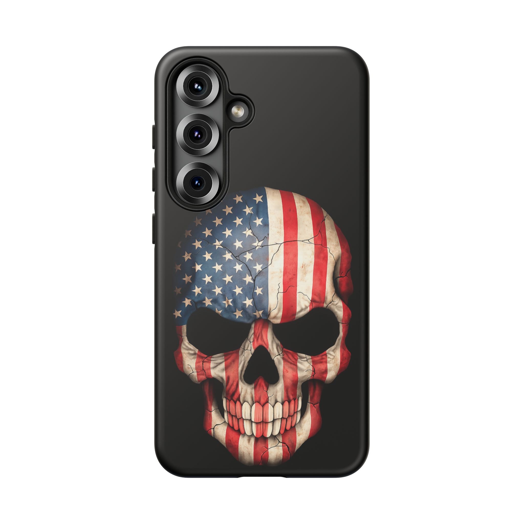 American Flag Skull Phone Case - Patriotic Tough Protective Cover