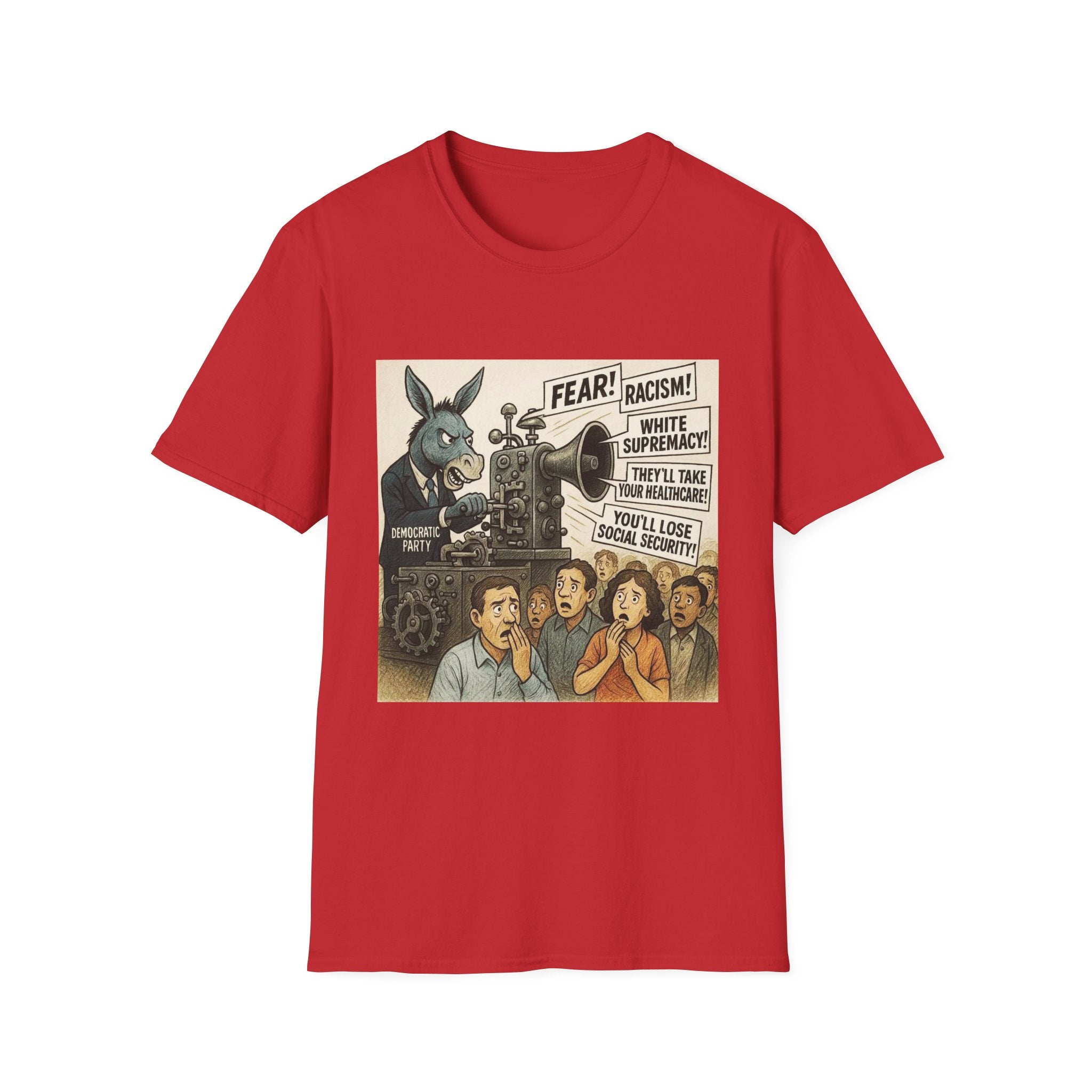 Graphic T-Shirt — Vintage Political Cartoon ‘Fear! Racism! White Supremacy!’
