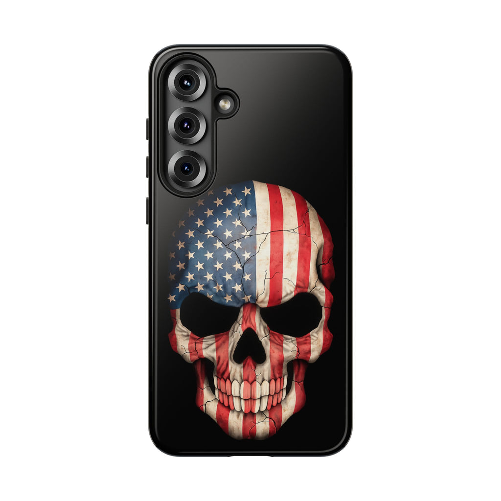 American Flag Skull Phone Case - Patriotic Tough Protective Cover