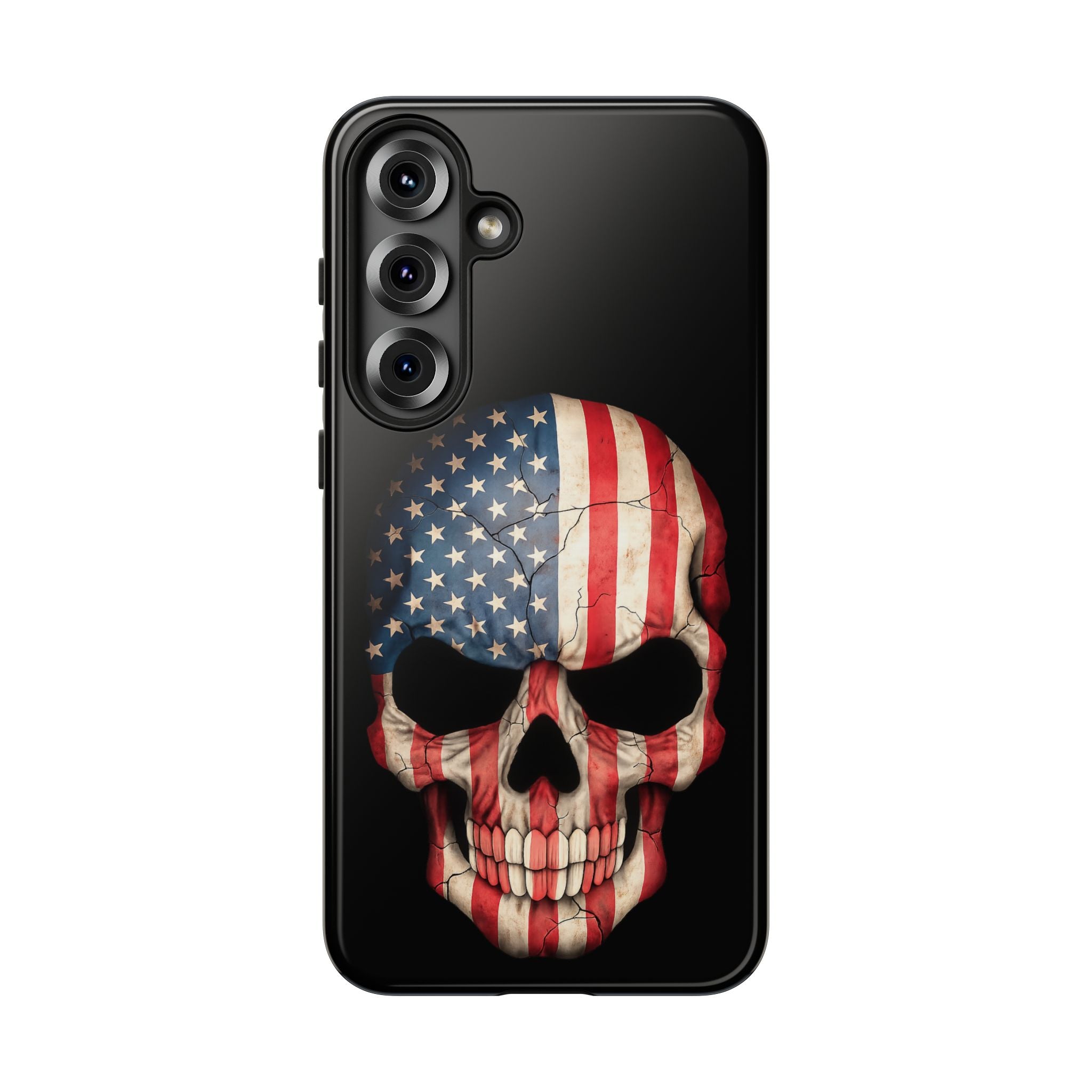 American Flag Skull Phone Case - Patriotic Tough Protective Cover