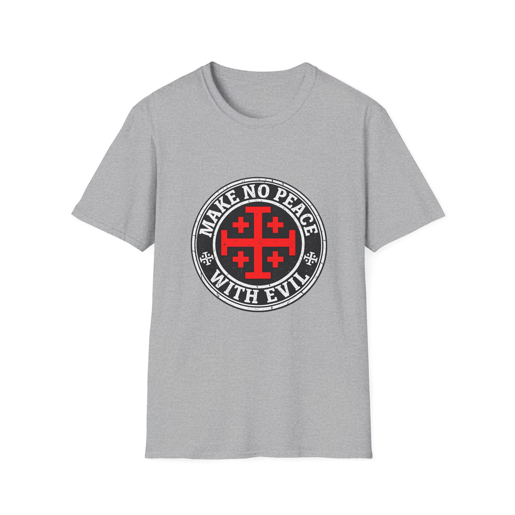 Make No Peace T-Shirt — Bold Crusader Emblem Tee ("Make No Peace With Evil")