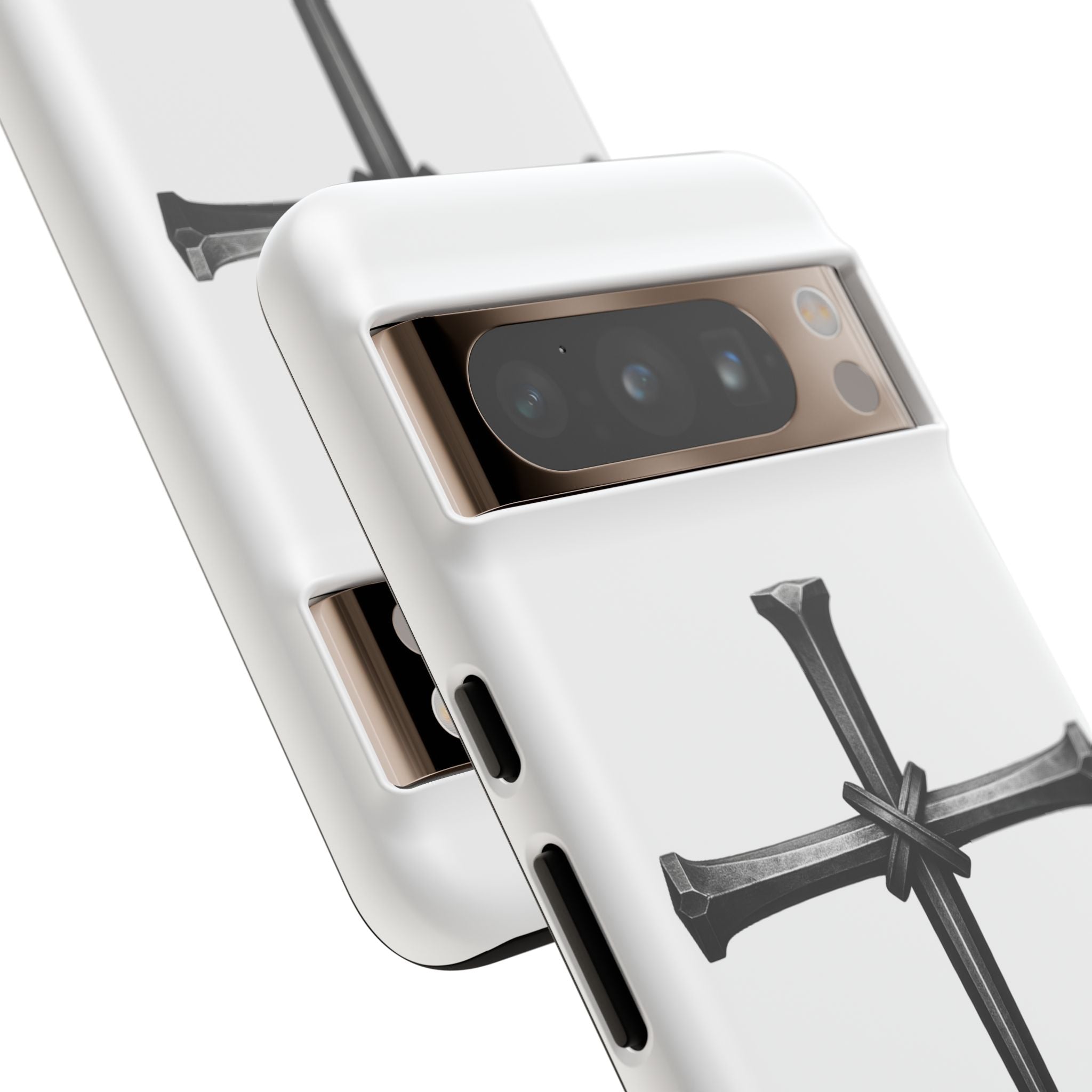 Nail Cross Tough Phone Case – Minimal Gothic Christian Armor for Samsung & iPhone