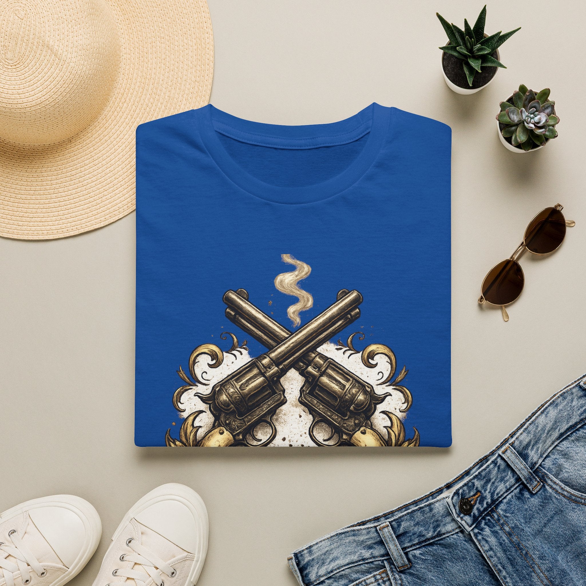 Western Revolver T‑Shirt — "Say When" Vintage Gun Graphic
