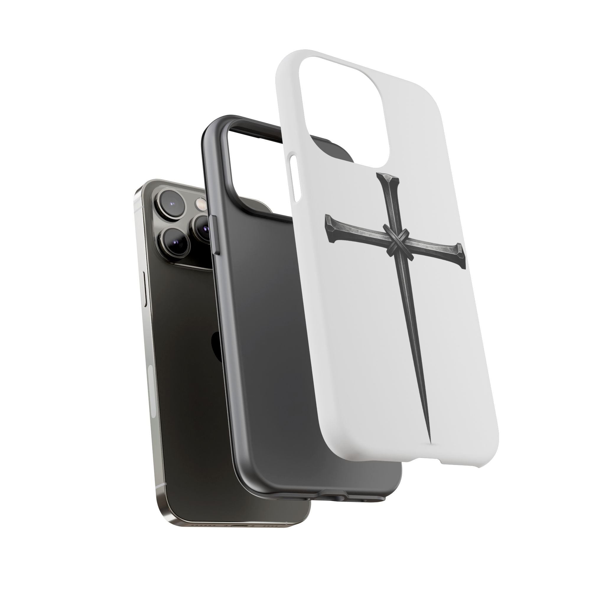 Nail Cross Tough Phone Case – Minimal Gothic Christian Armor for Samsung & iPhone