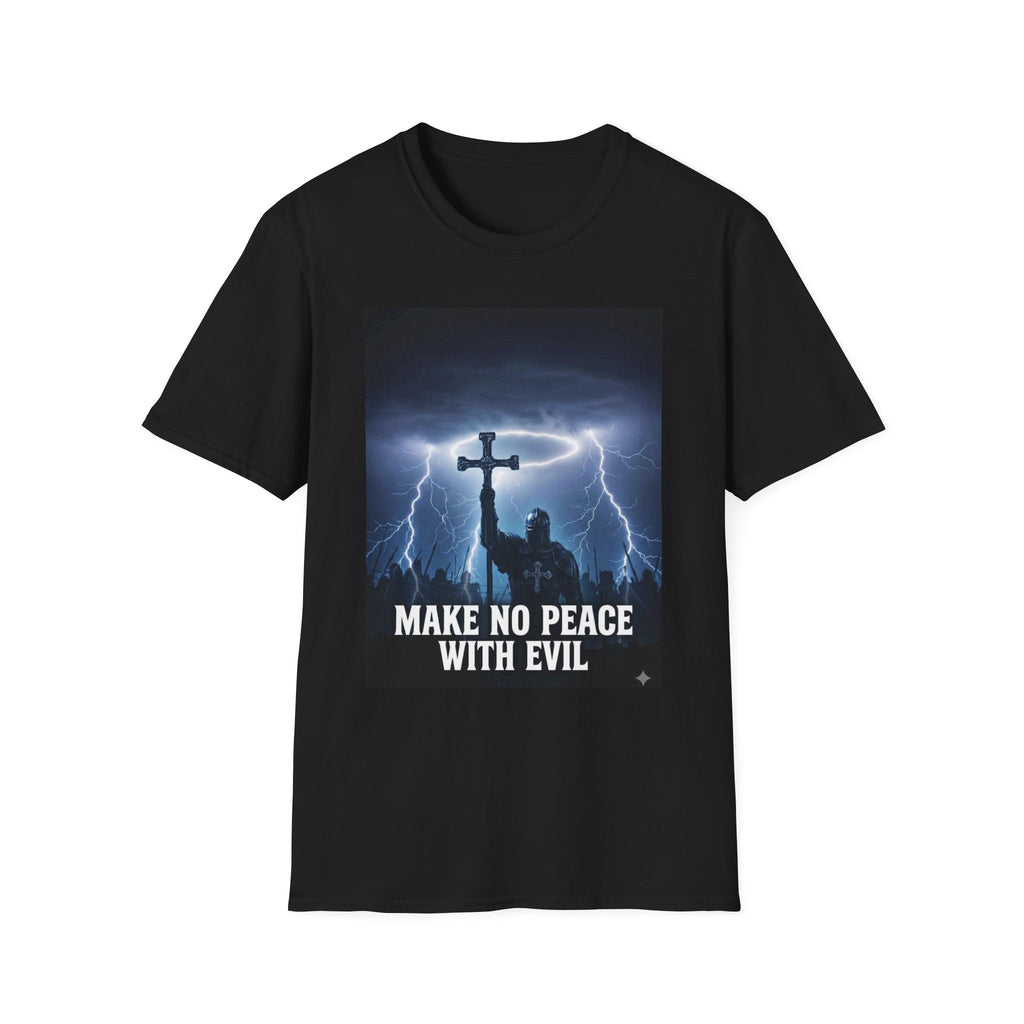 Make No Peace With Evil T-Shirt – Lightning Cross Christian Faith Tee