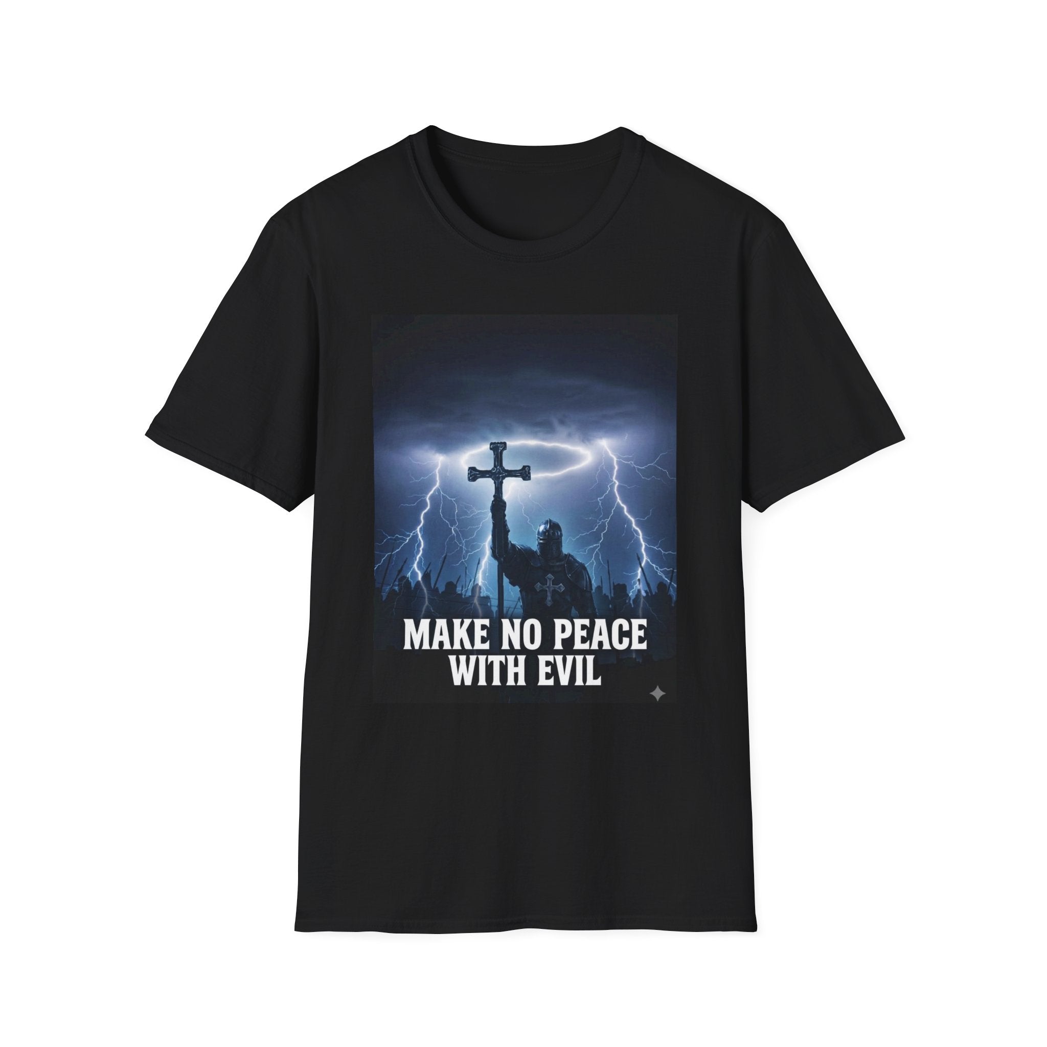 Make No Peace With Evil T-Shirt – Lightning Cross Christian Faith Tee