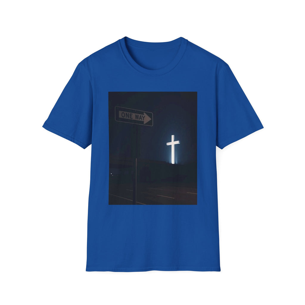 Christian Cross T-Shirt - One Way Street Sign Faith Tee