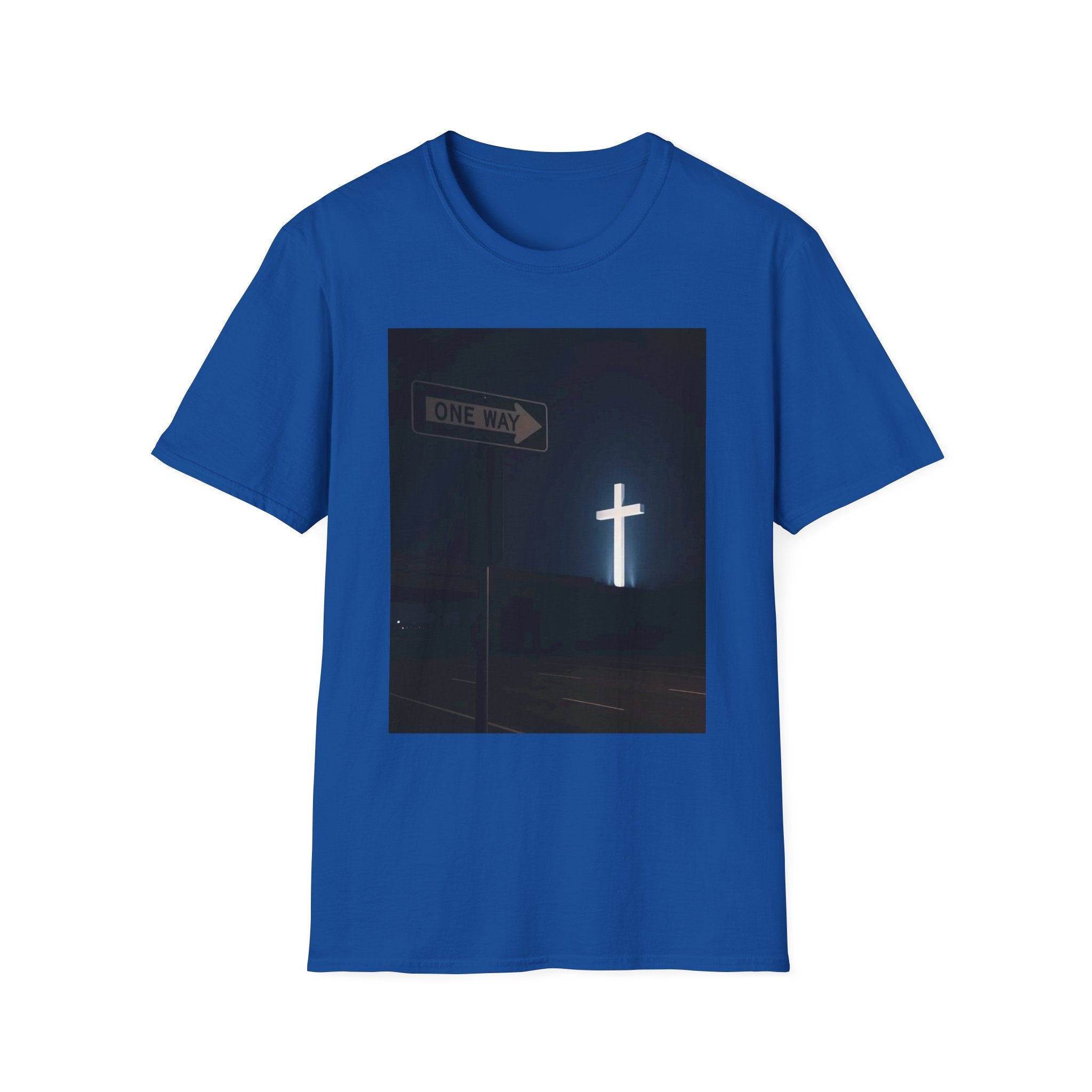 Christian Cross T-Shirt - One Way Street Sign Faith Tee