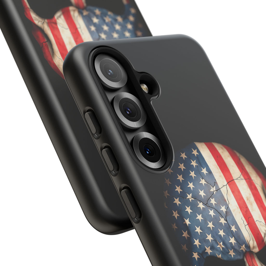 American Flag Skull Phone Case - Patriotic Tough Protective Cover