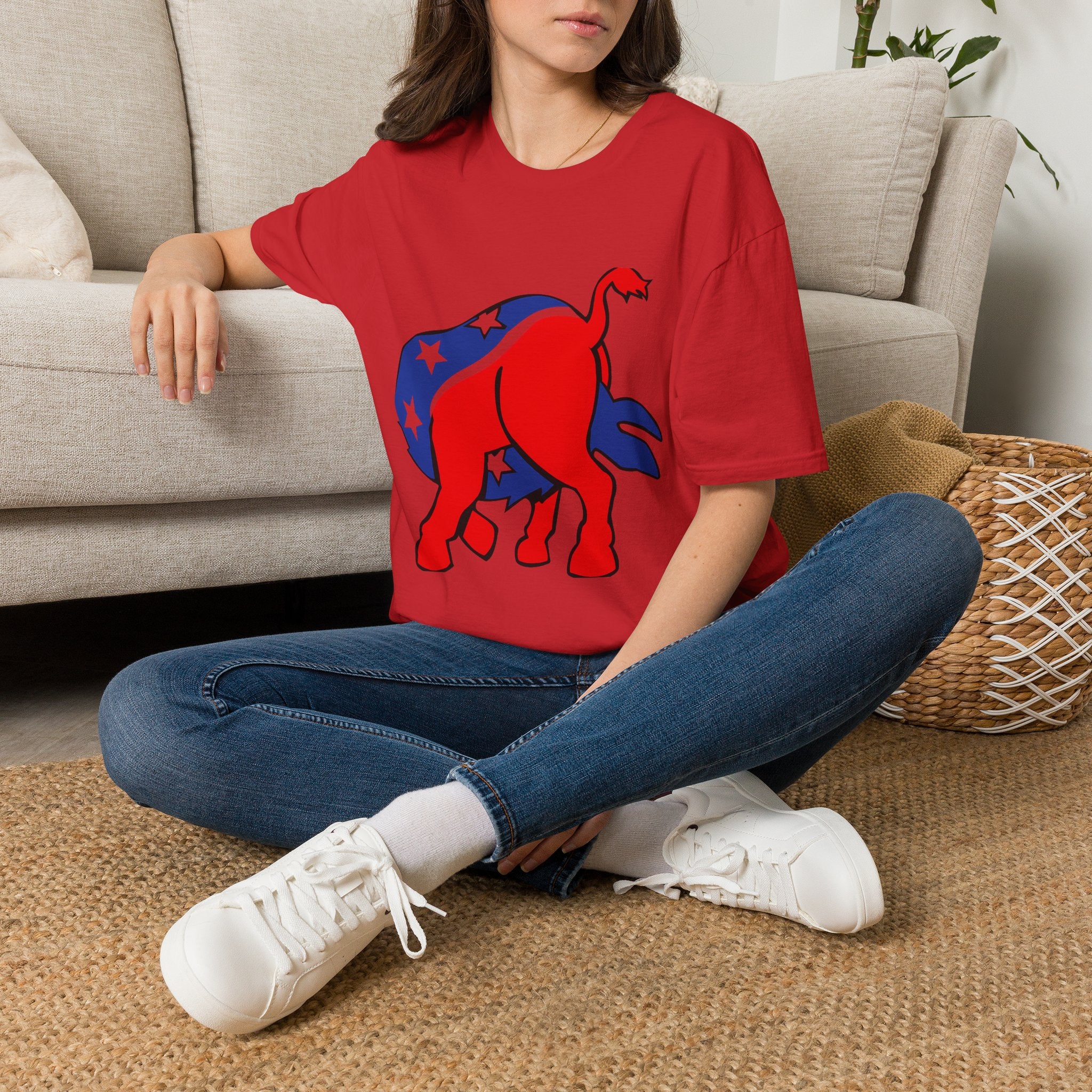 Elephant Political Graphic T-Shirt — Patriotic Red, White & Blue Design