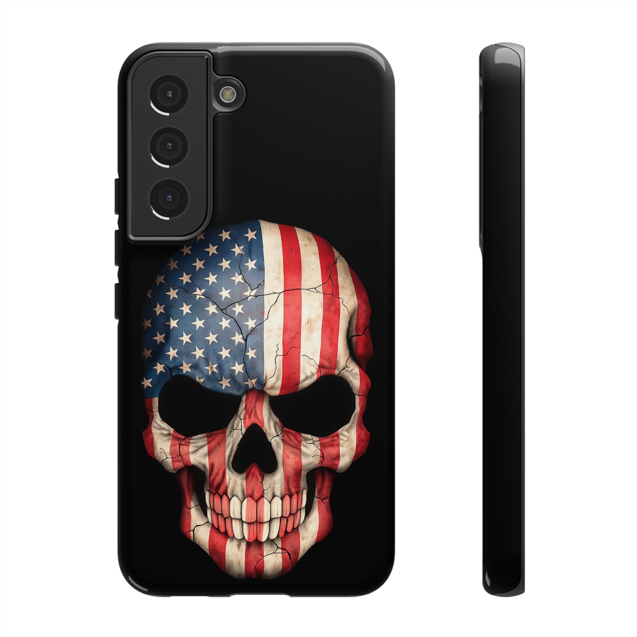 American Flag Skull Phone Case - Patriotic Tough Protective Cover