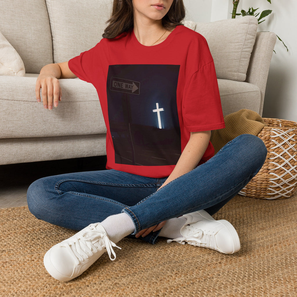 Christian Cross T-Shirt - One Way Street Sign Faith Tee