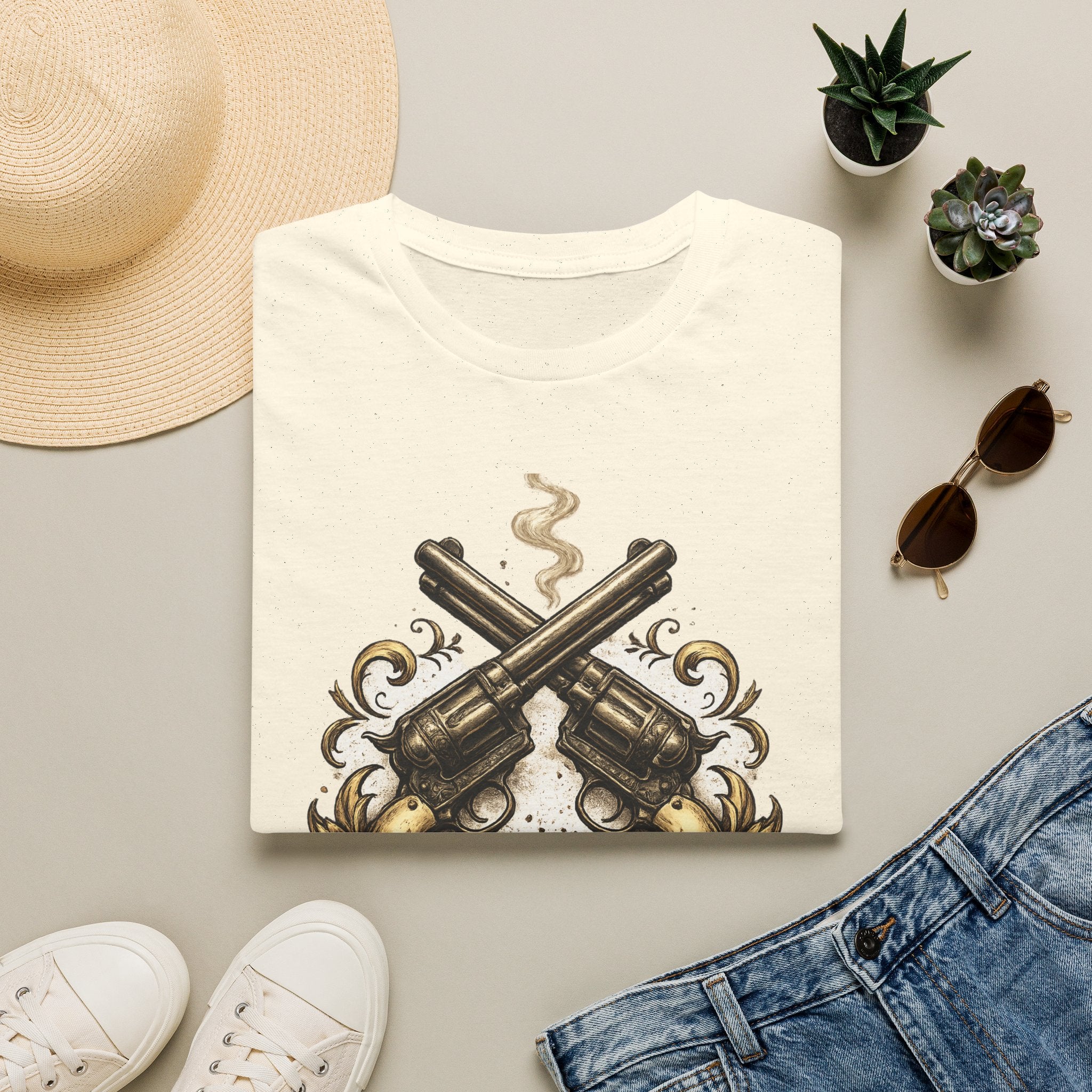 Western Revolver T‑Shirt — "Say When" Vintage Gun Graphic