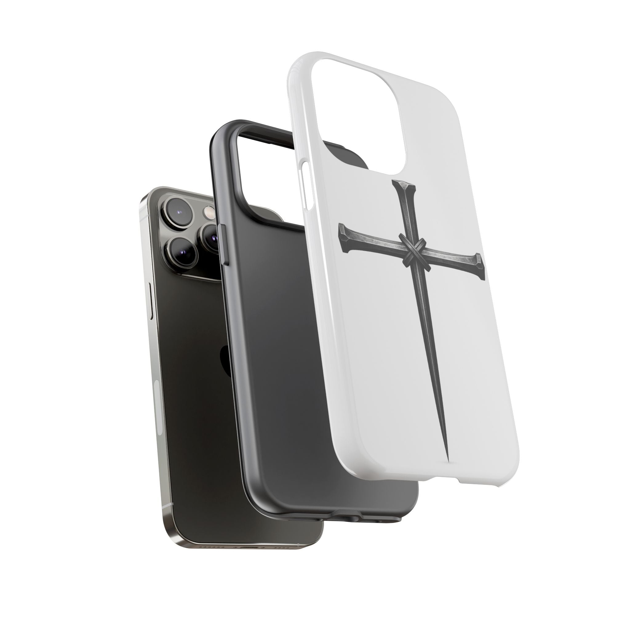 Nail Cross Tough Phone Case – Minimal Gothic Christian Armor for Samsung & iPhone
