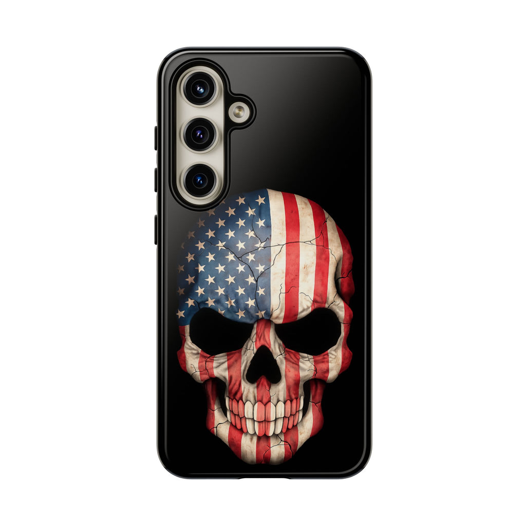 American Flag Skull Phone Case - Patriotic Tough Protective Cover