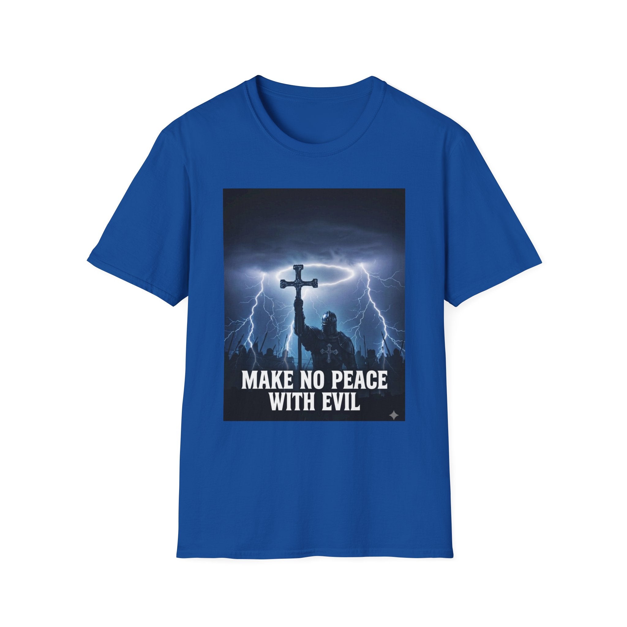 Make No Peace With Evil T-Shirt – Lightning Cross Christian Faith Tee