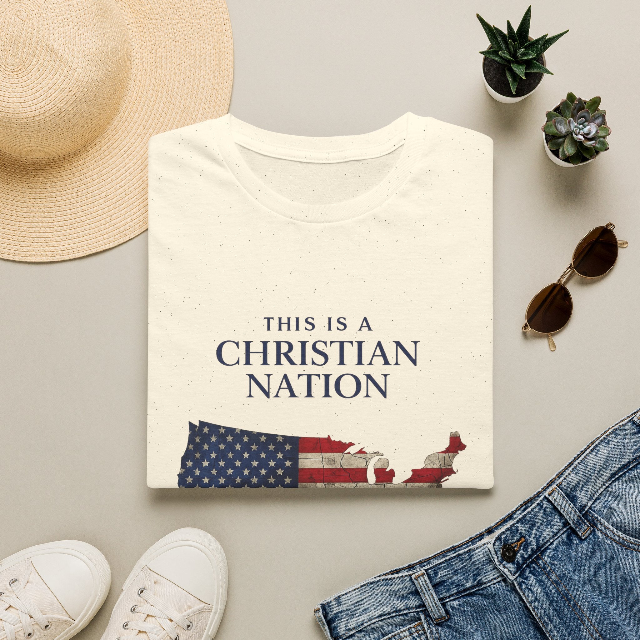 Christian Nation T-Shirt — America Flag Map Graphic