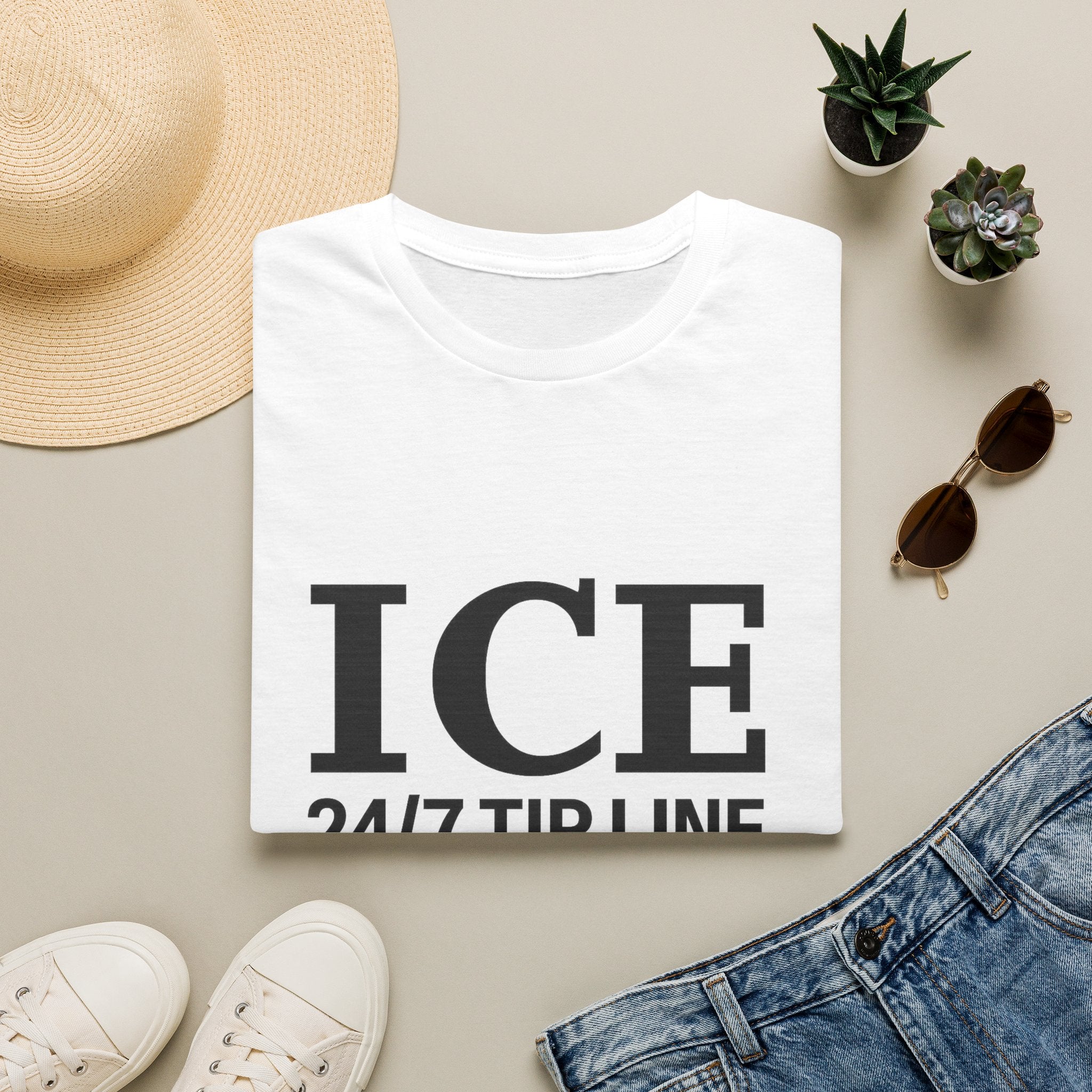 ICE 24/7 Tip Line T-Shirt — Funny ICE Hotline Graphic Tee