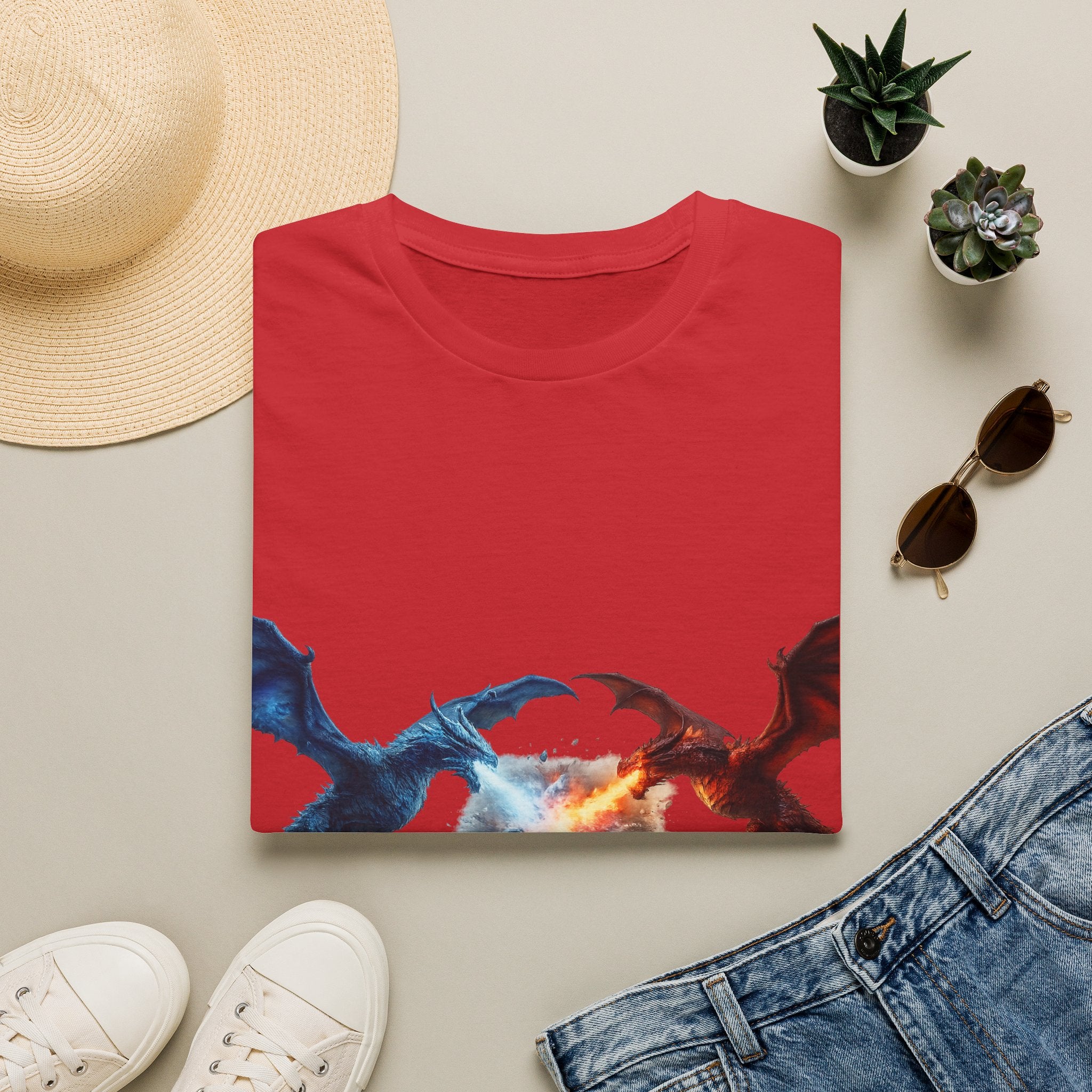 Dragon Duel T-Shirt — Fire vs Ice- Wyverns Graphic Tee