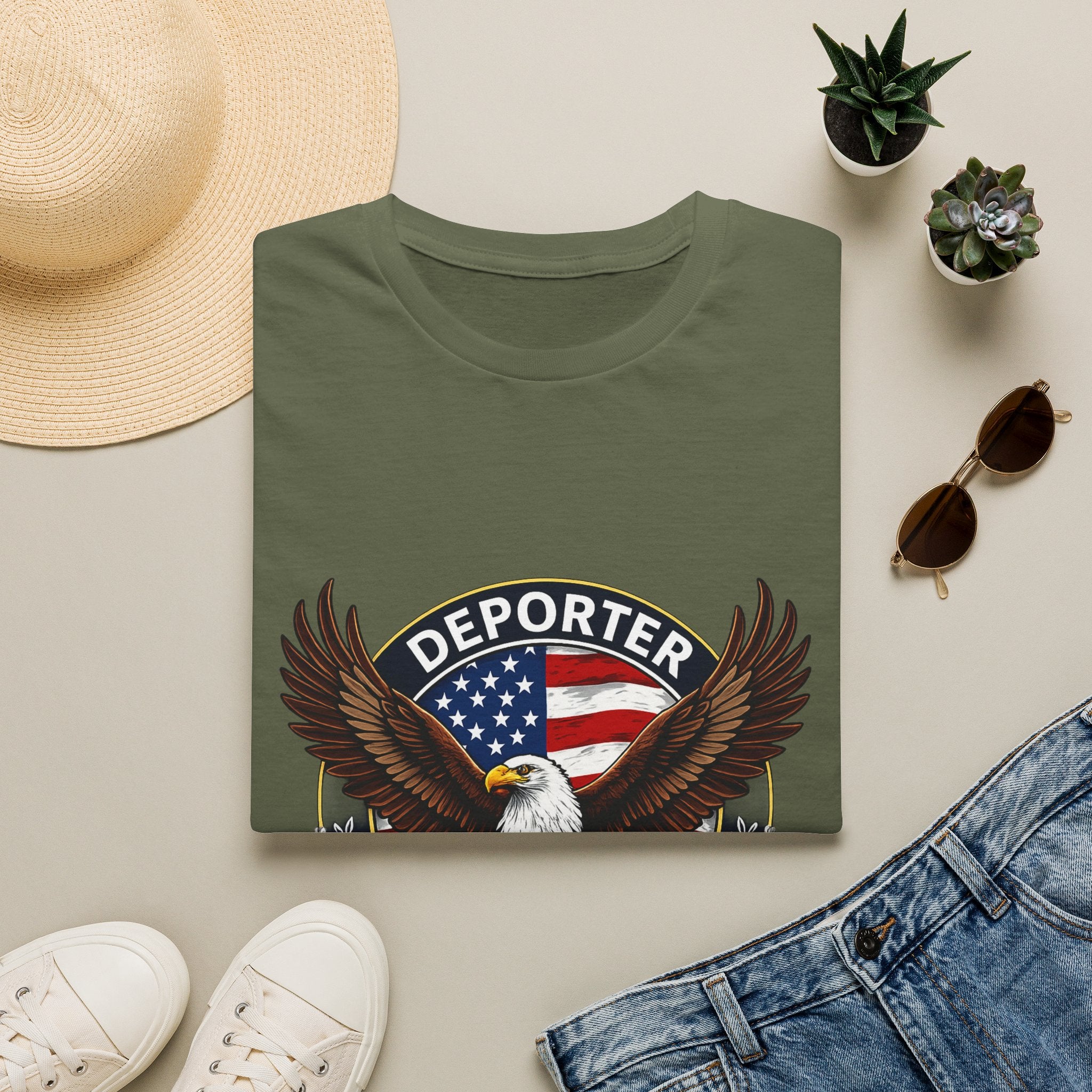 Deporter Supporter T-Shirt — Patriotic Eagle American Flag Tee